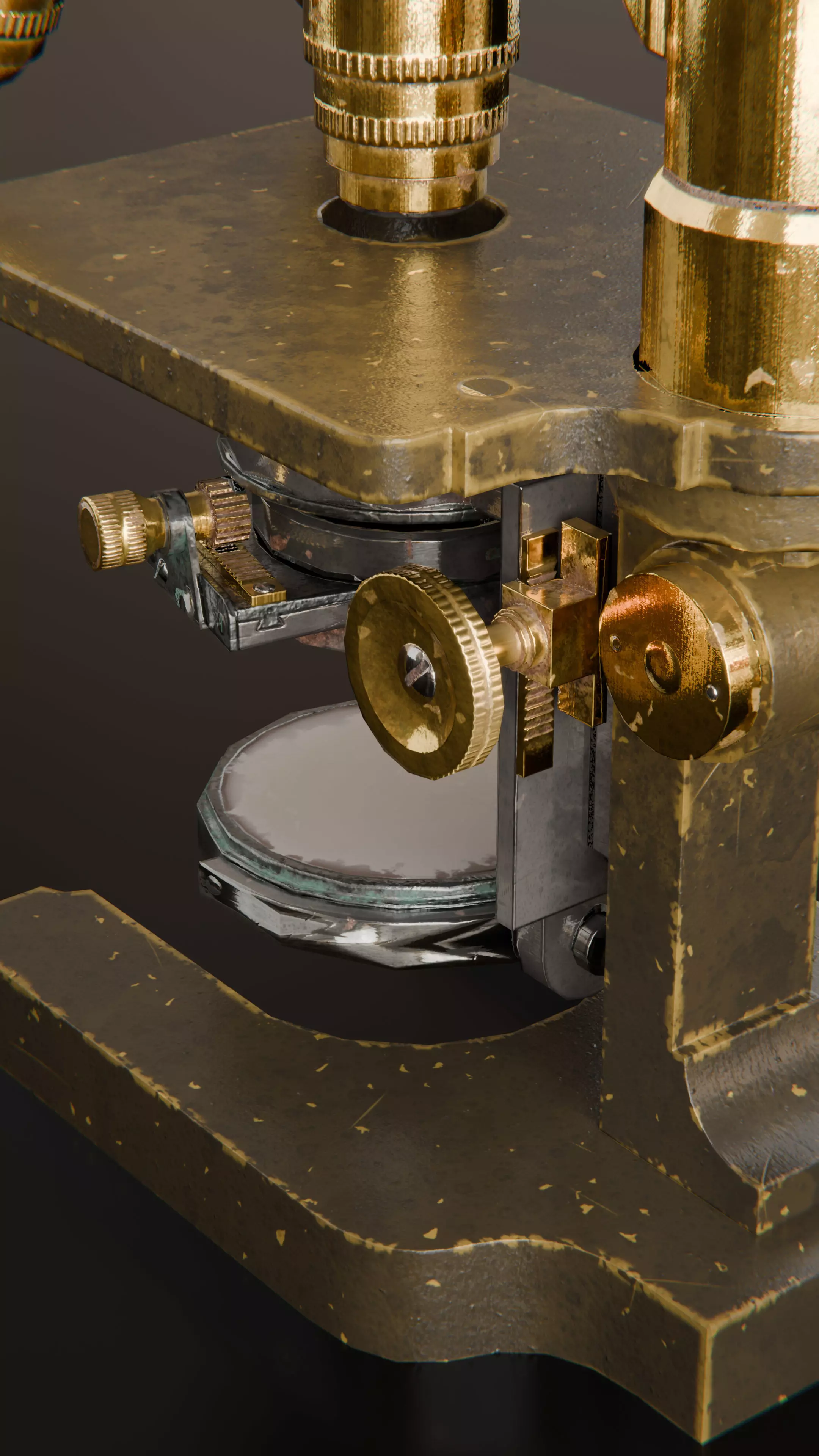 Antique Brass Microscope 3D Model High Quality PBR Textured Low-poly 3D model_7