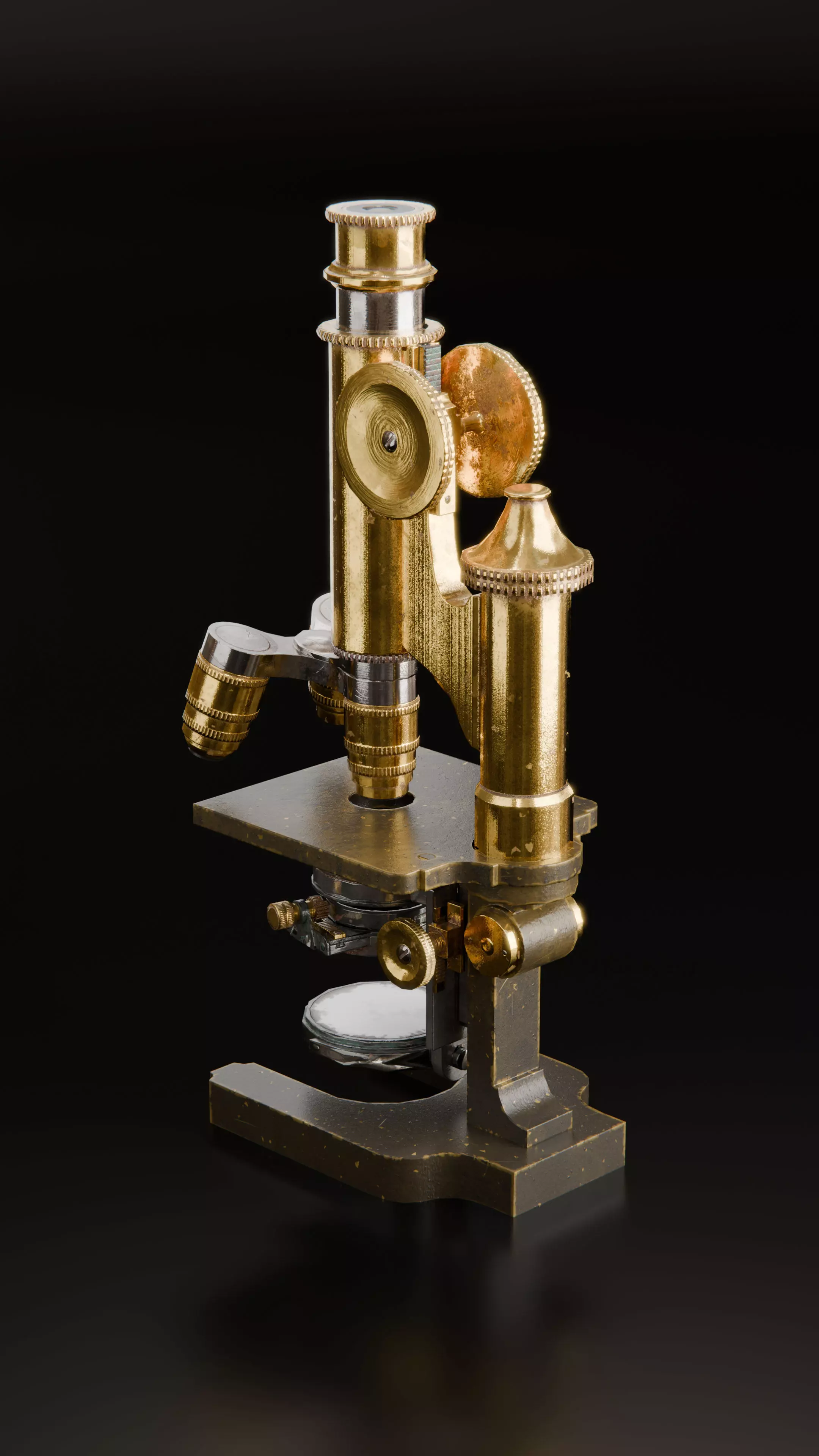 Antique Brass Microscope 3D Model High Quality PBR Textured Low-poly 3D model_3