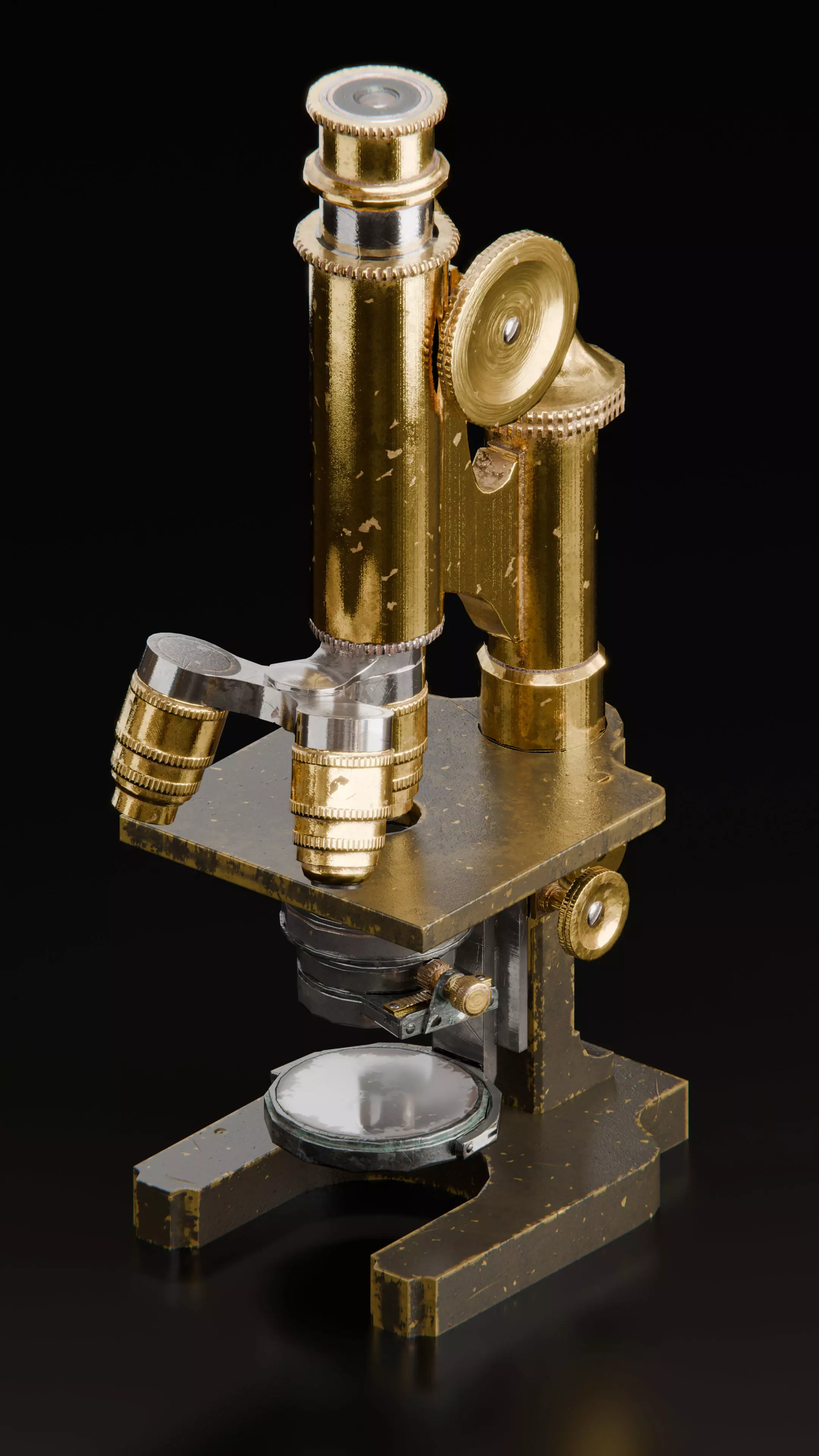 Antique Brass Microscope 3D Model High Quality PBR Textured Low-poly 3D model_13
