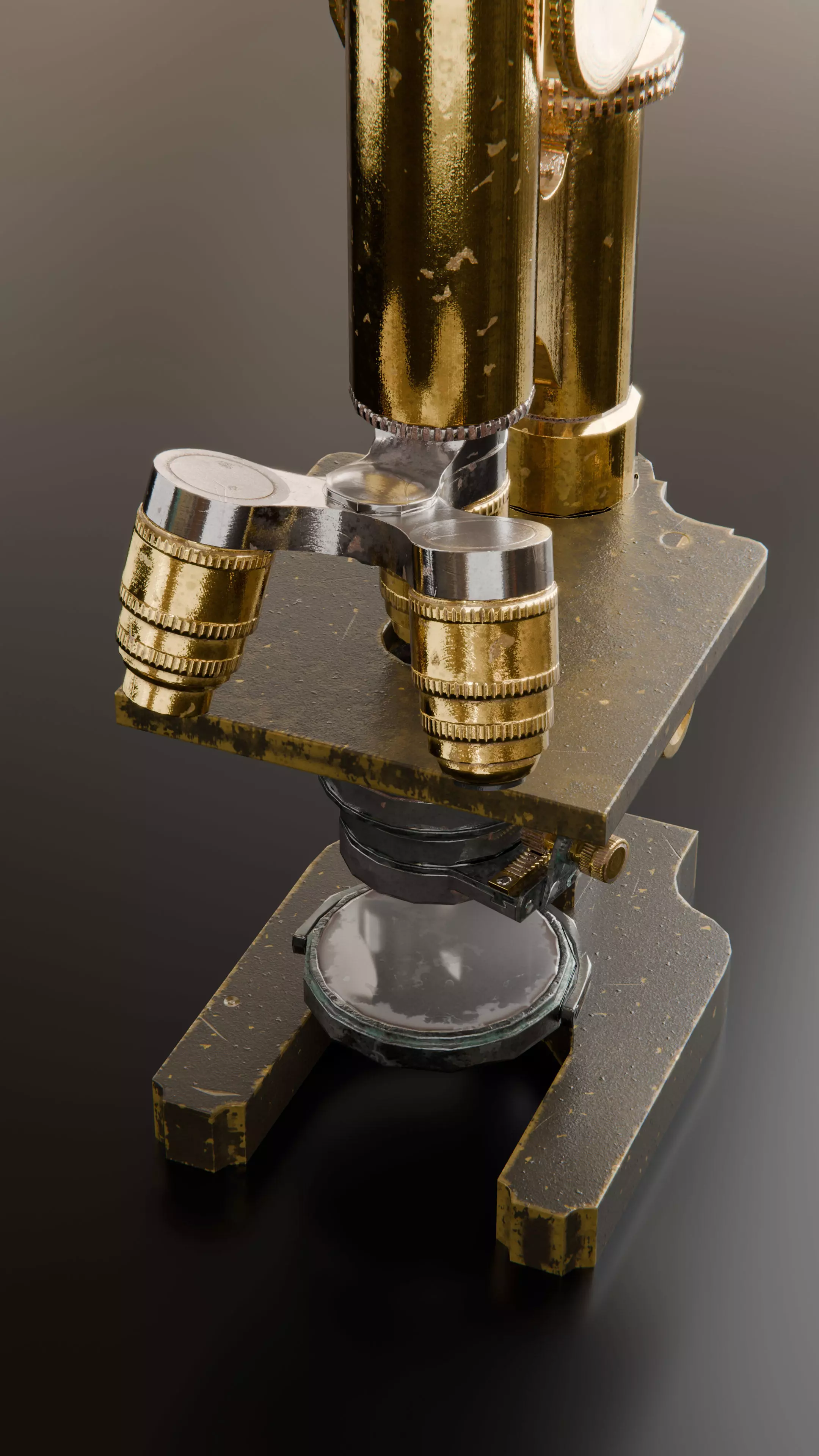 Antique Brass Microscope 3D Model High Quality PBR Textured Low-poly 3D model_6