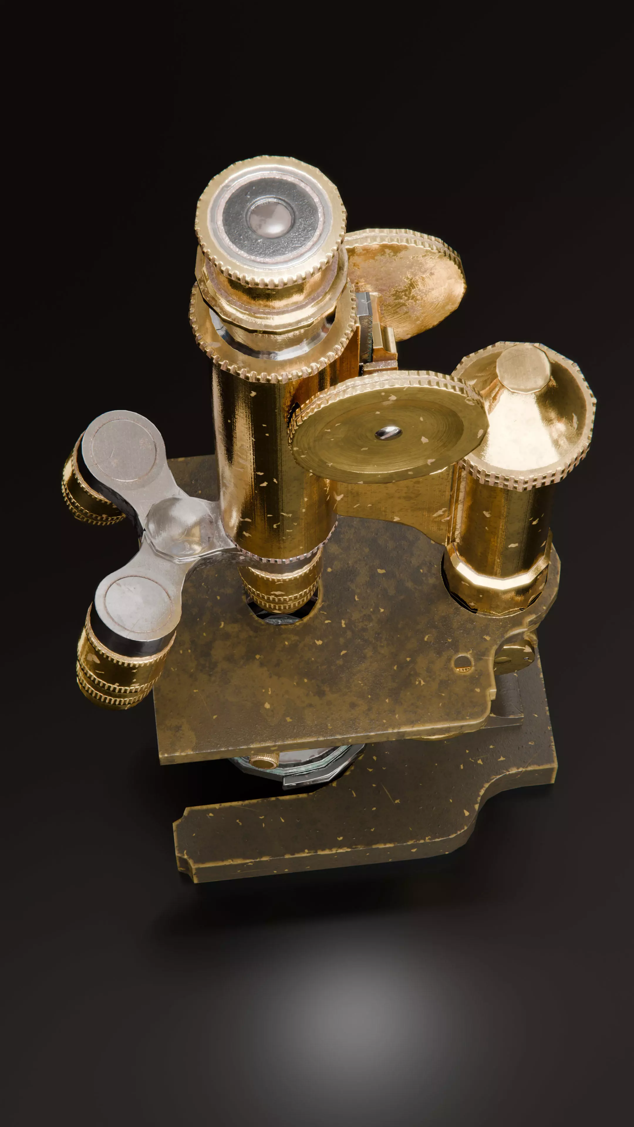 Antique Brass Microscope 3D Model High Quality PBR Textured Low-poly 3D model_10