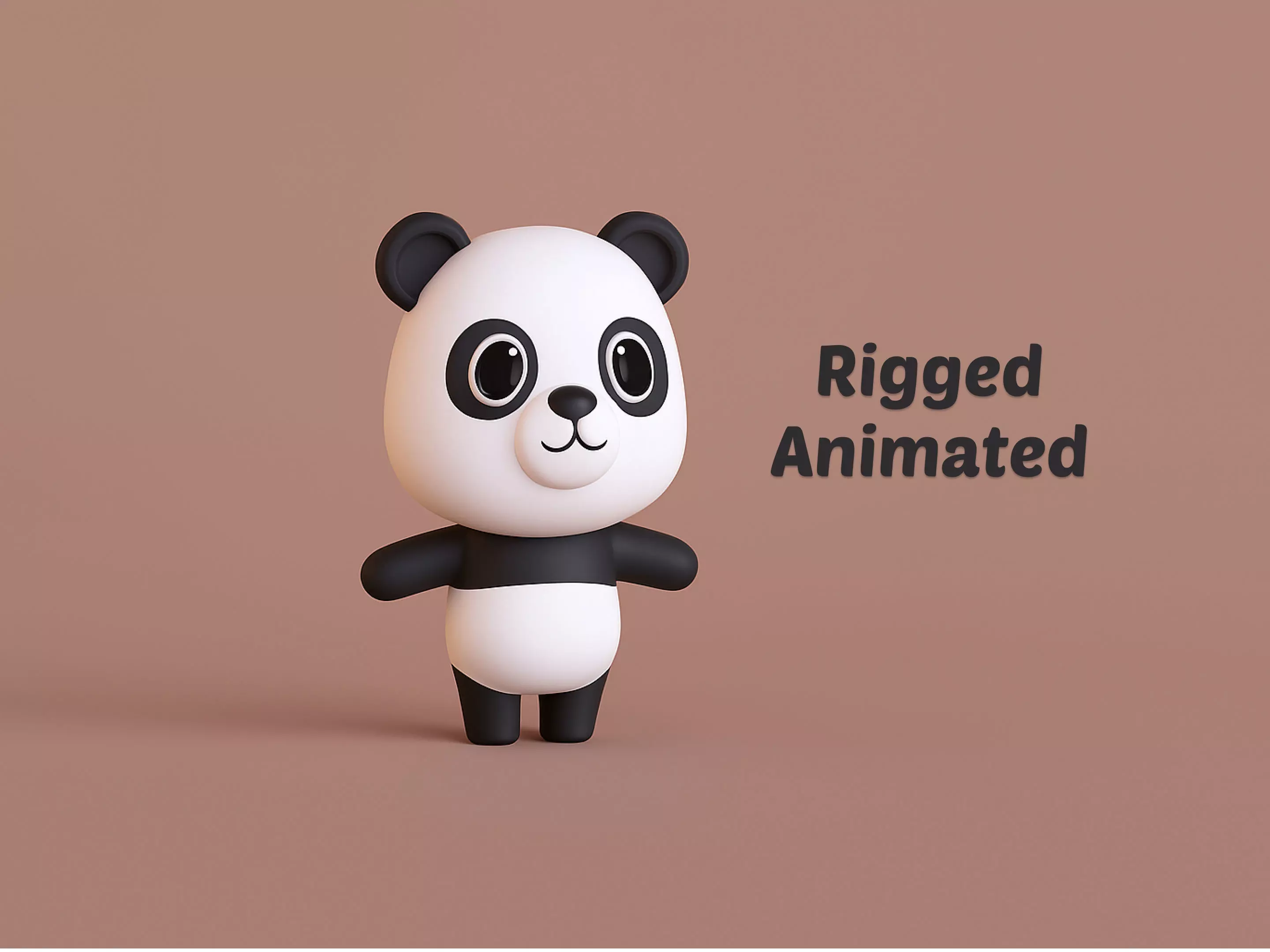 Cartoon Panda - Chubby Animal Rigged Low-poly 3D model