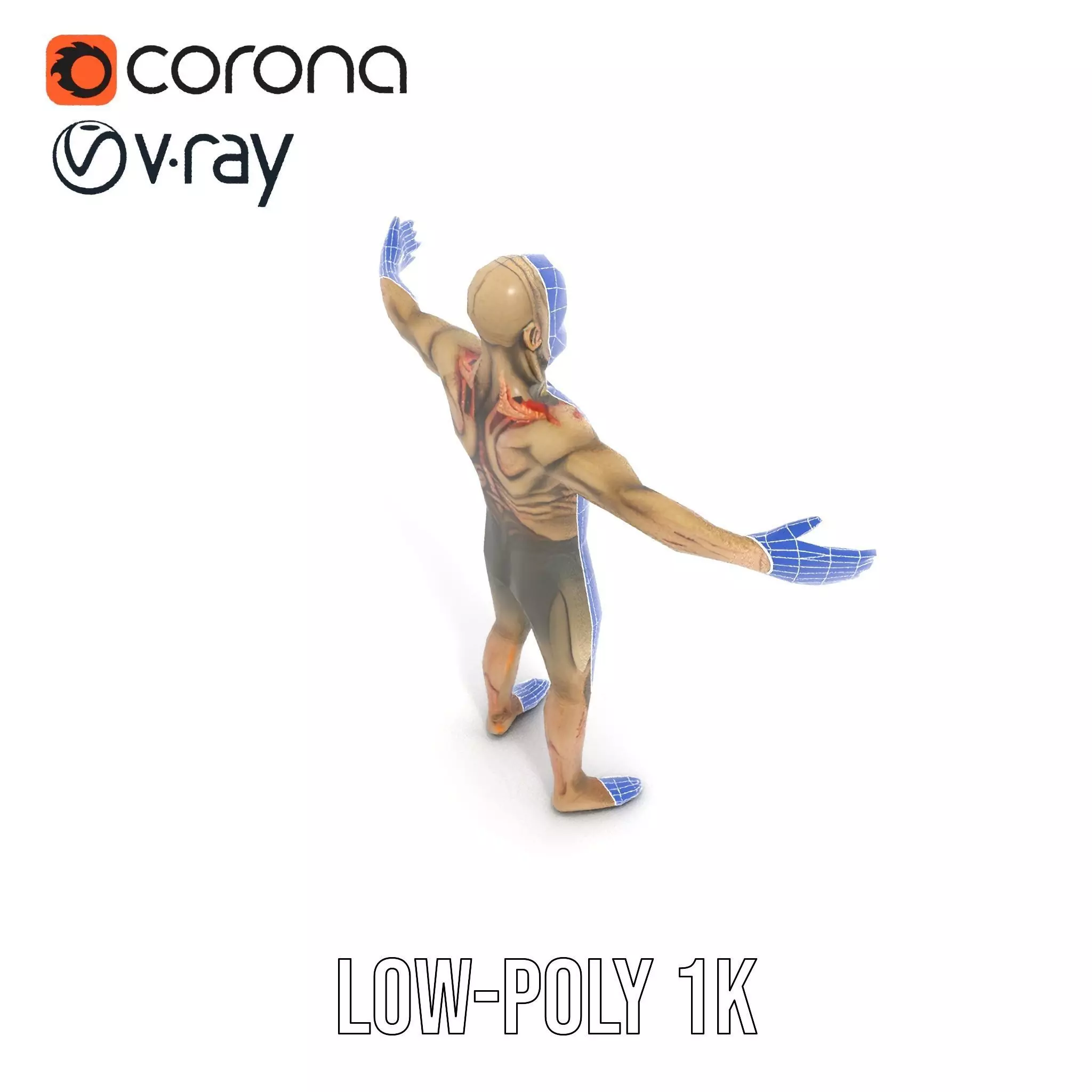 Zombie Creature Model Pack with Textures Low-poly 3D model_23