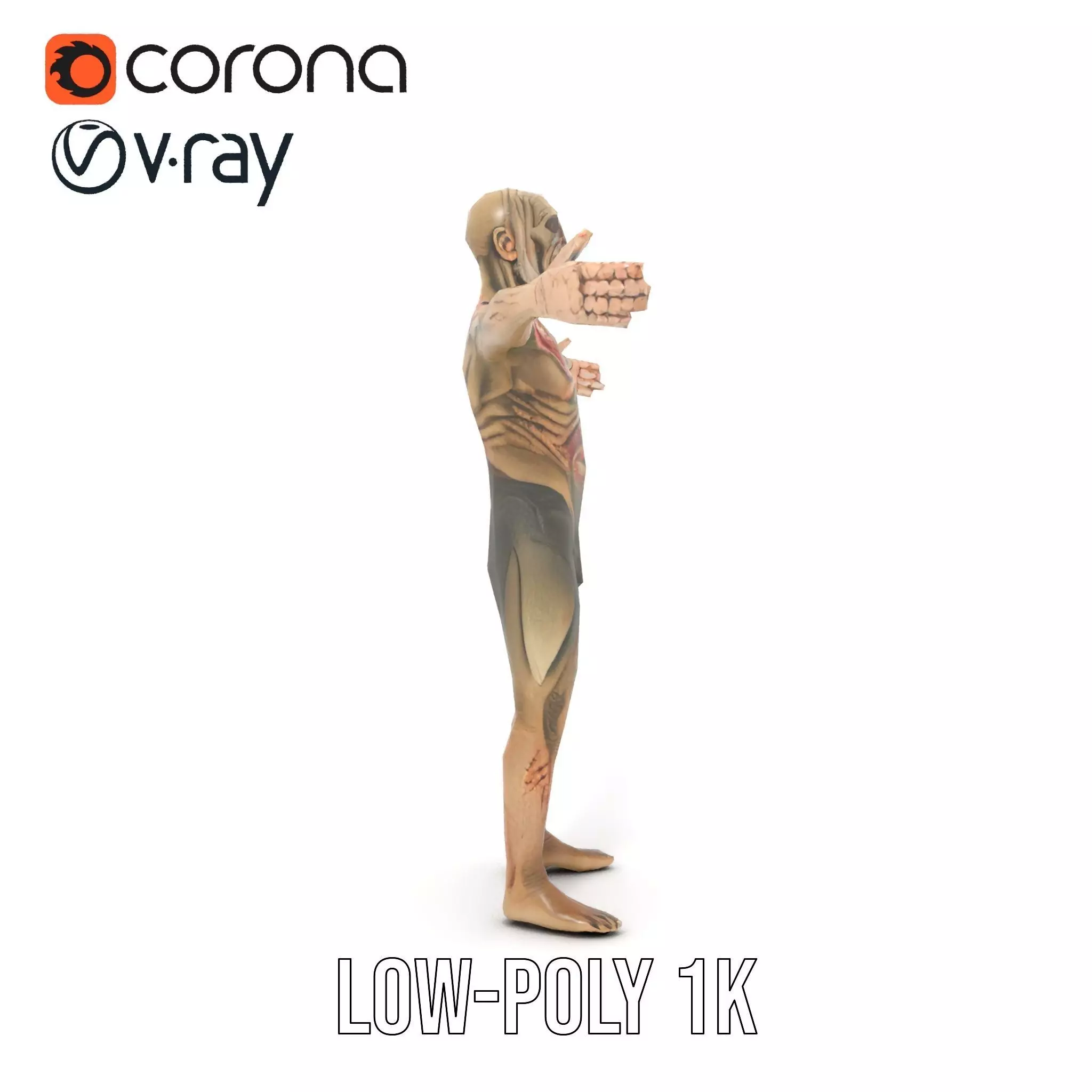 Zombie Creature Model Pack with Textures Low-poly 3D model_20