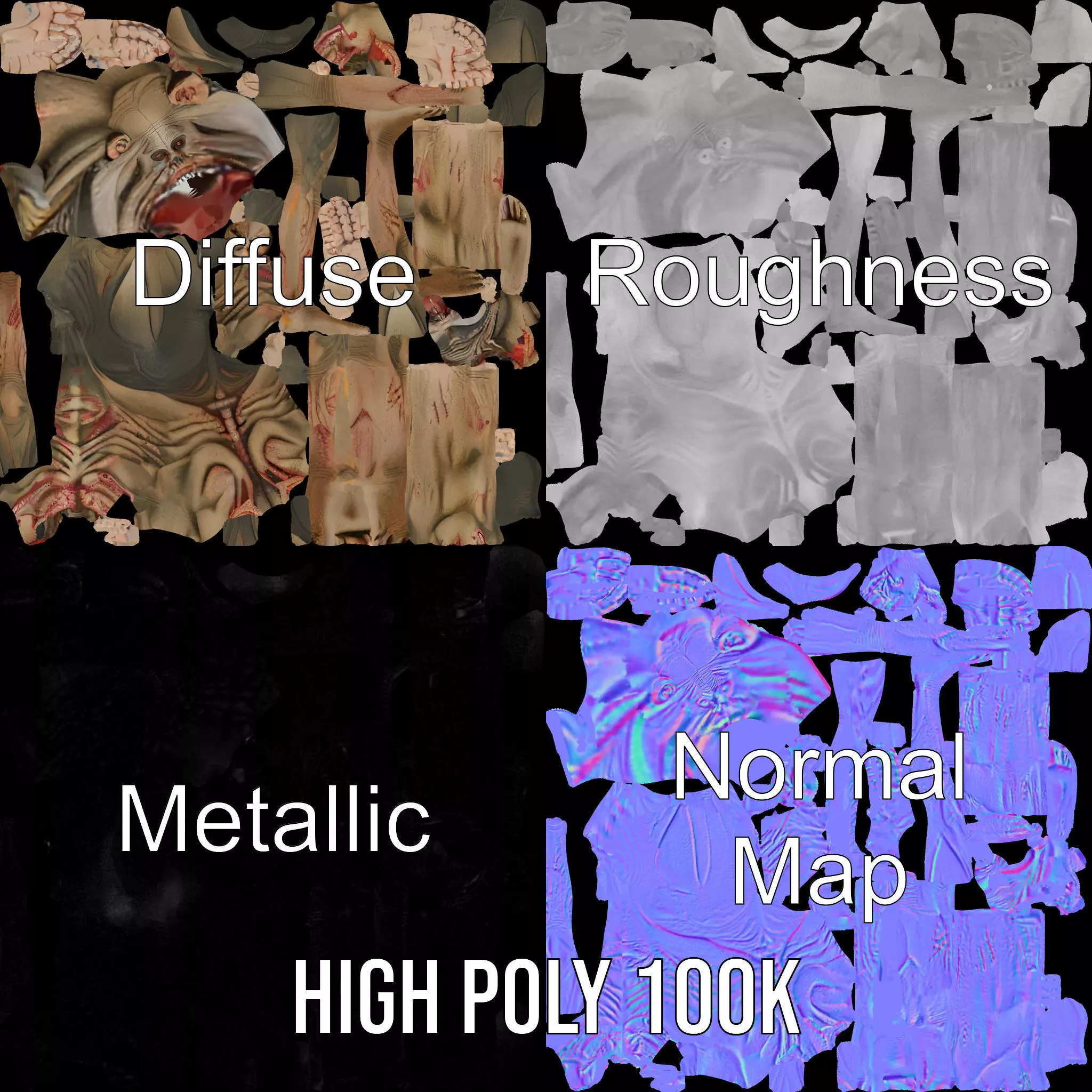 Zombie Creature Model Pack with Textures Low-poly 3D model_4