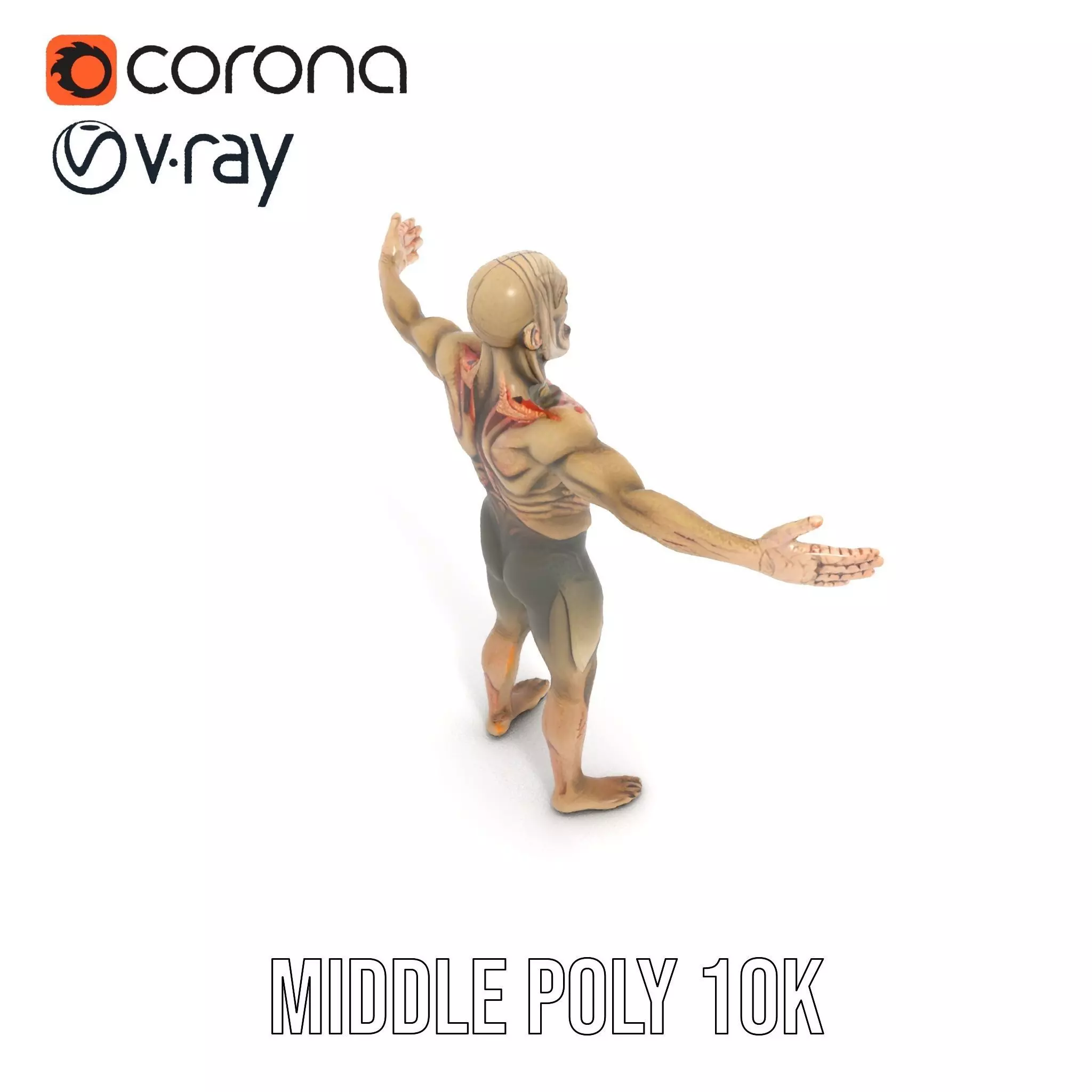 Zombie Creature Model Pack with Textures Low-poly 3D model_6