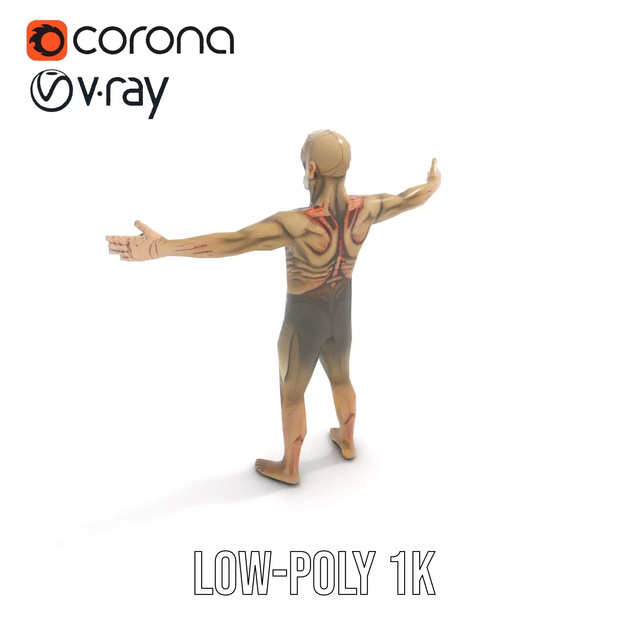 Zombie Creature Model Pack with Textures Low-poly 3D model_17