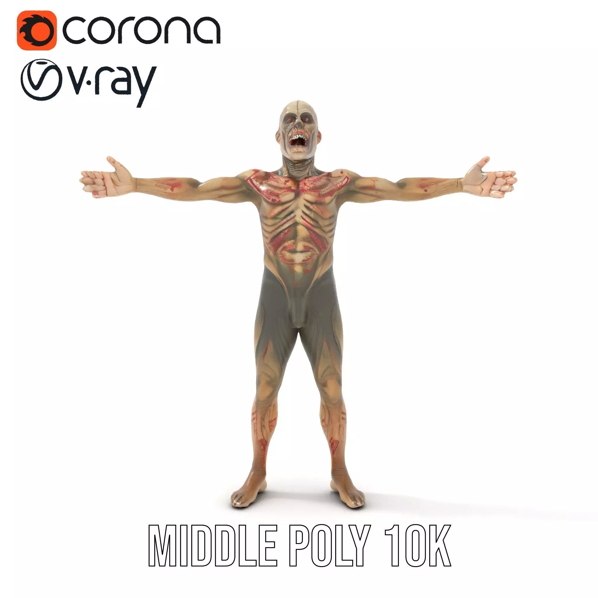 Zombie Creature Model Pack with Textures Low-poly 3D model_13