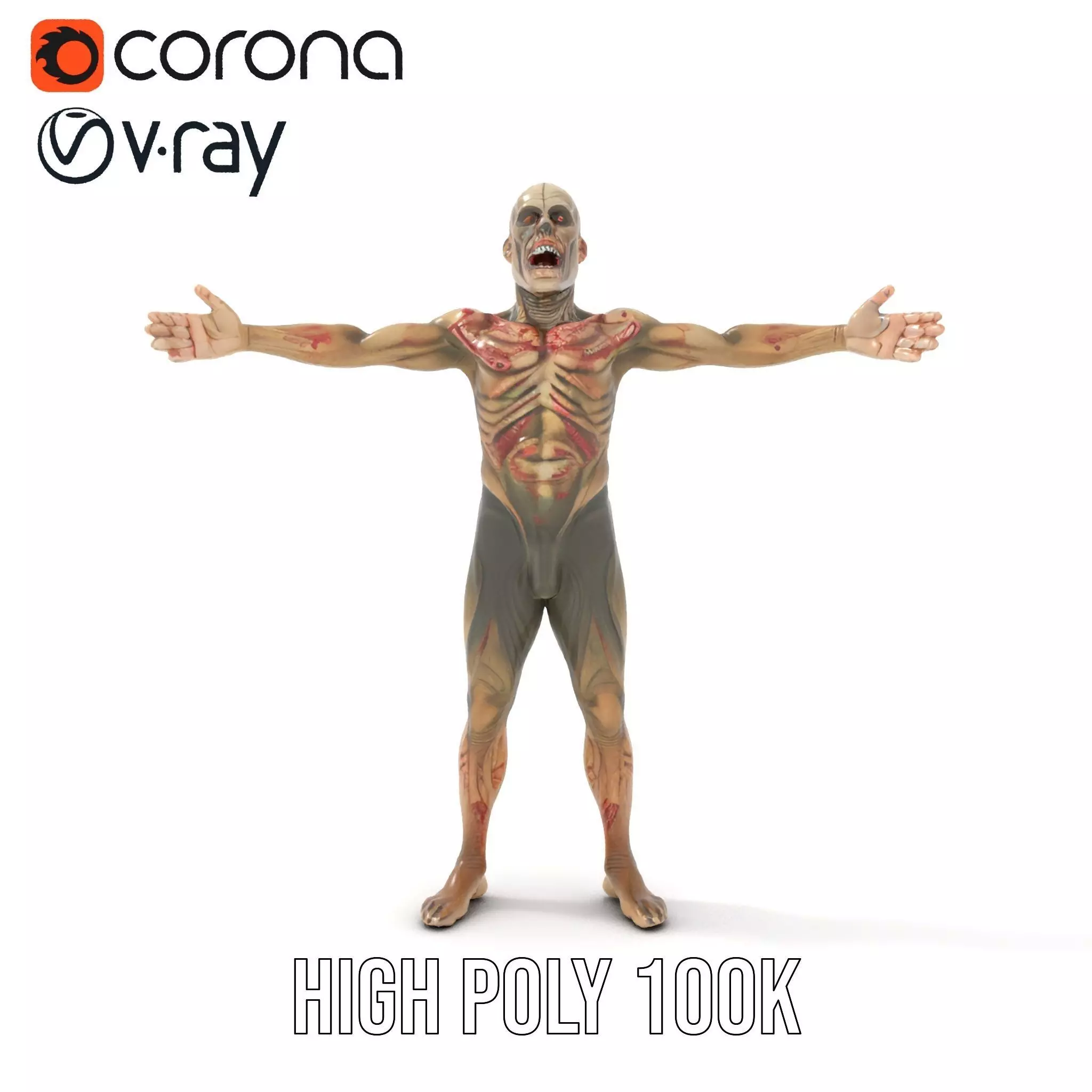 Zombie Creature Model Pack with Textures Low-poly 3D model_29