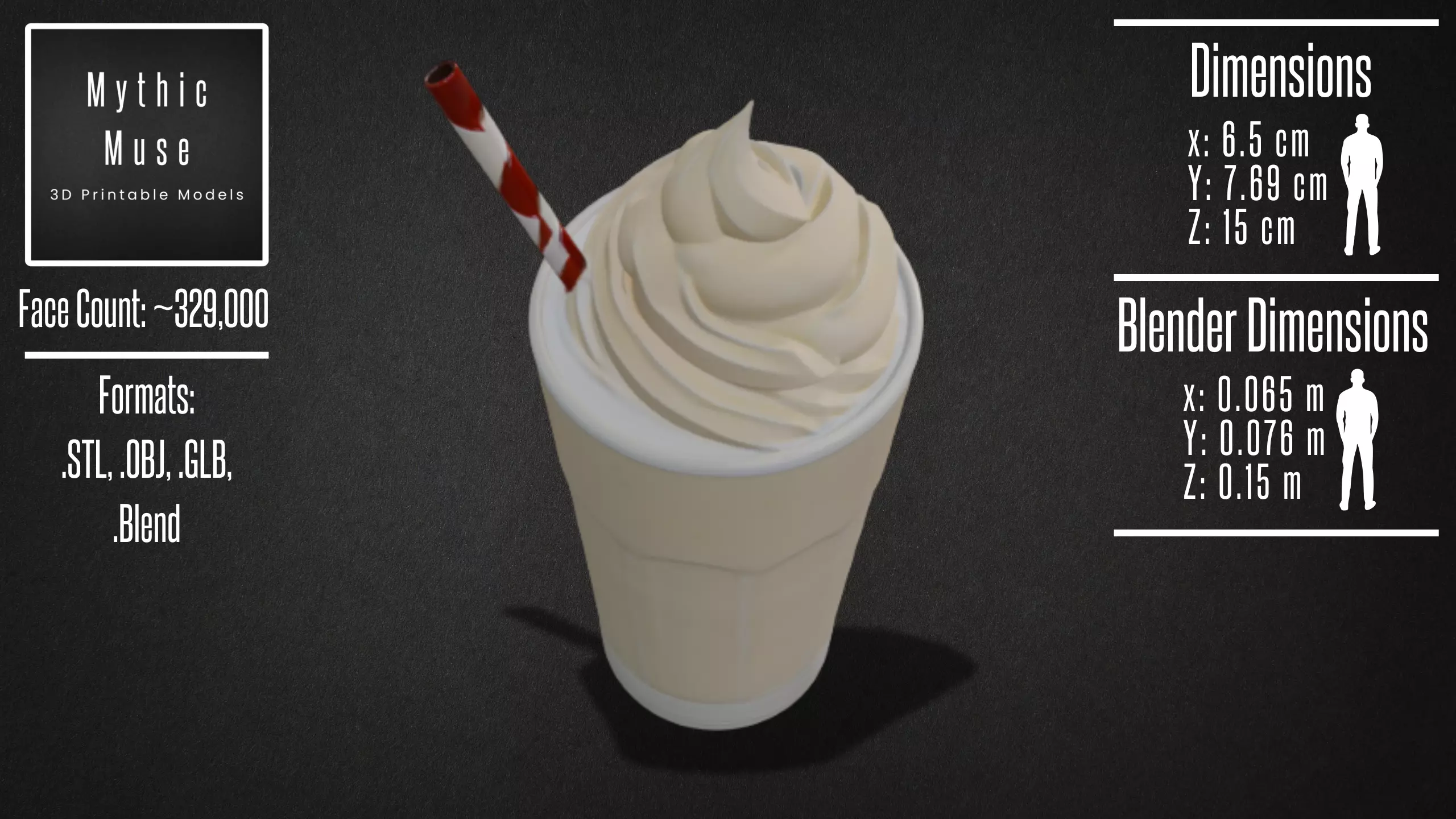 Milkshake with Straw Model 3D model_6