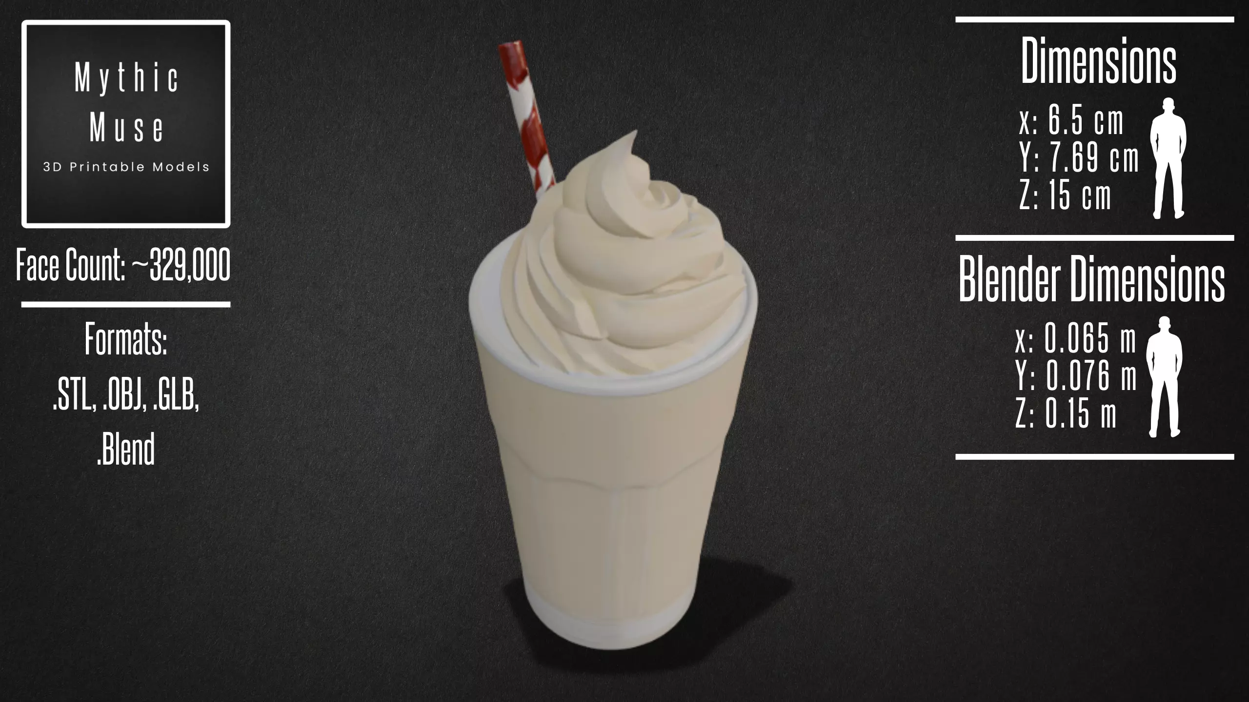 Milkshake with Straw Model 3D model_3
