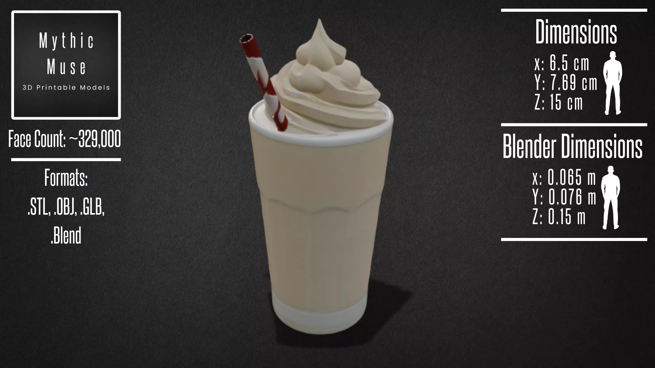 Milkshake with Straw Model 3D model_1