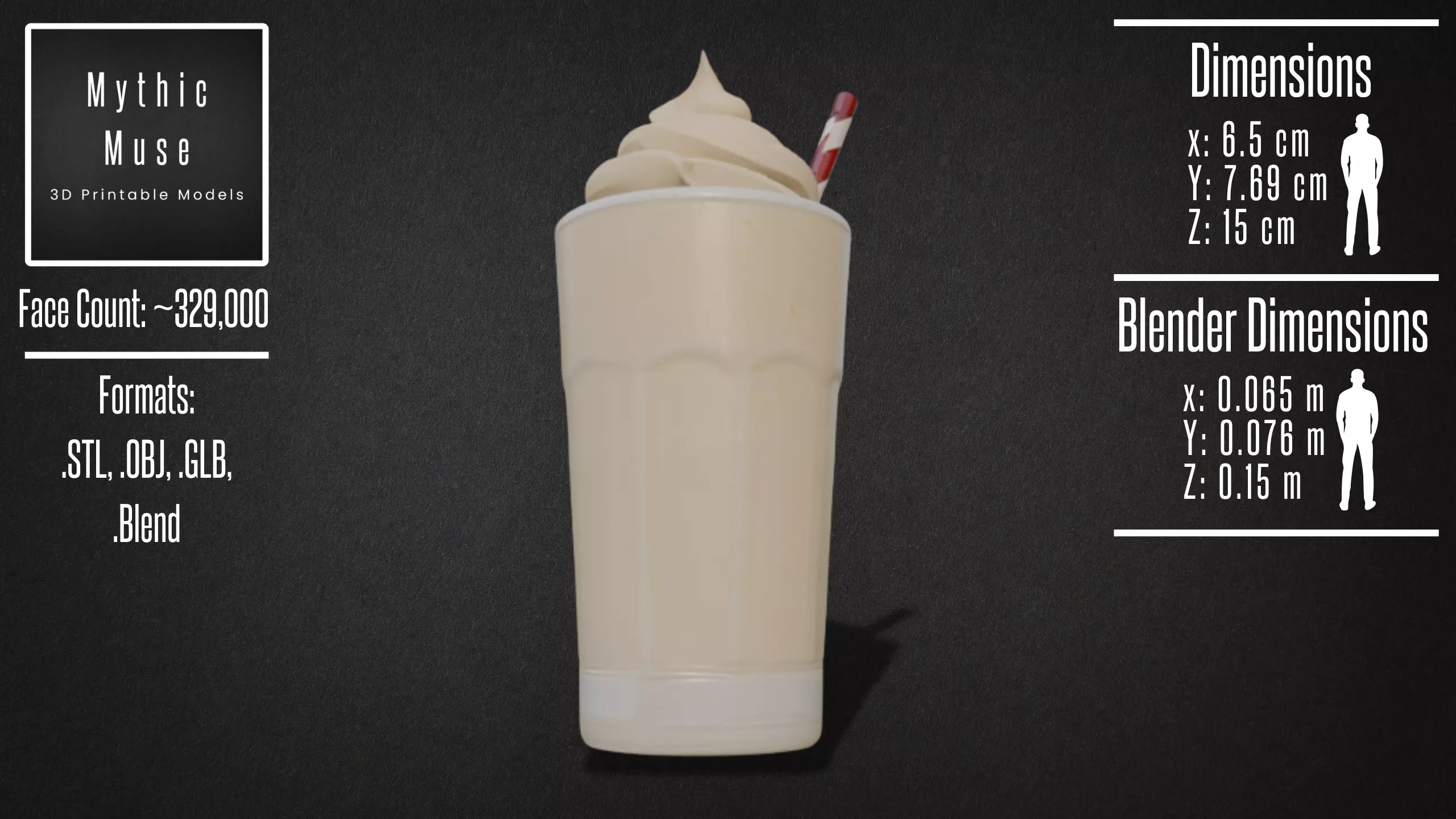 Milkshake with Straw Model 3D model_7