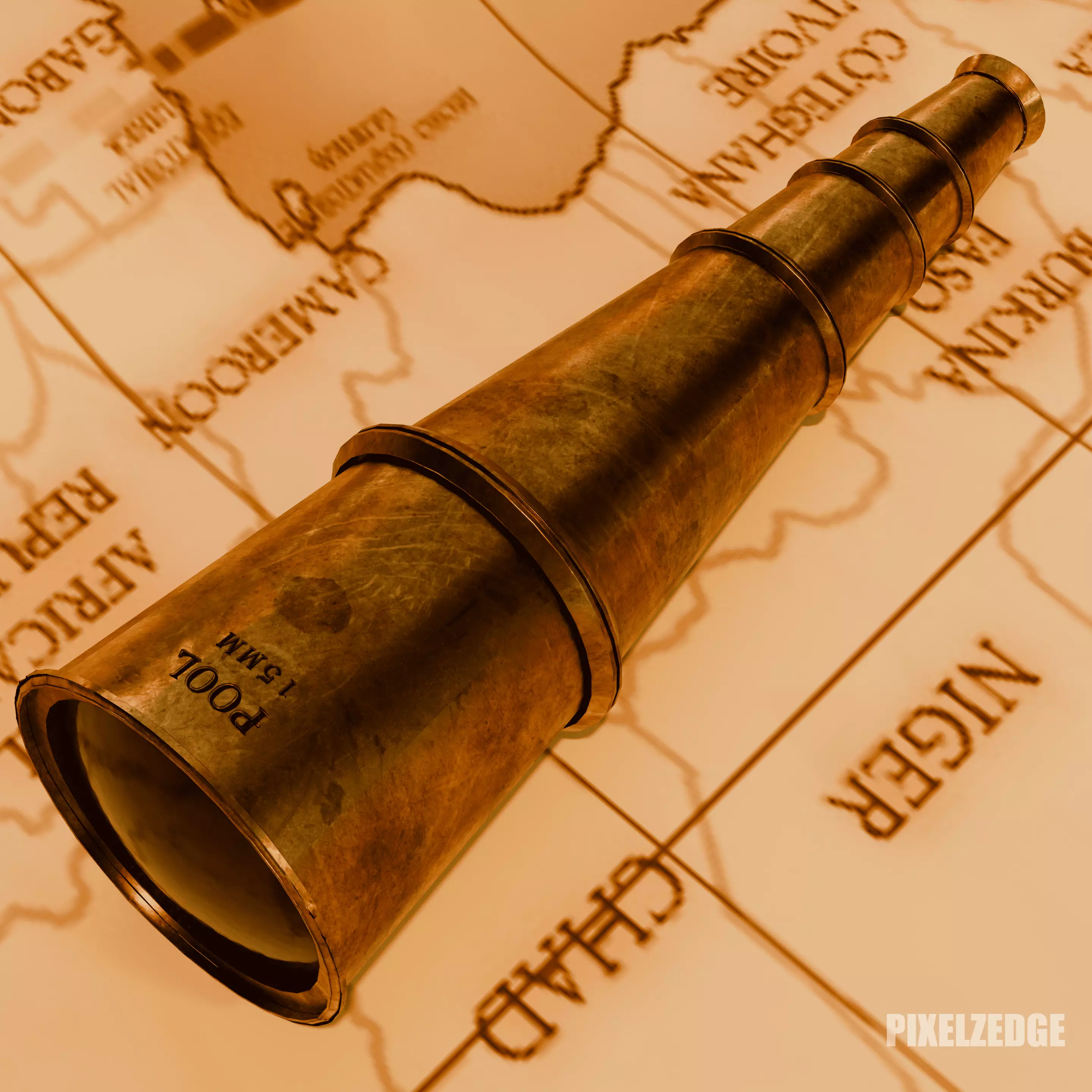 Vintage Binoculars Spyglass 3D Asset Pack Travel Low-poly 3D model_4