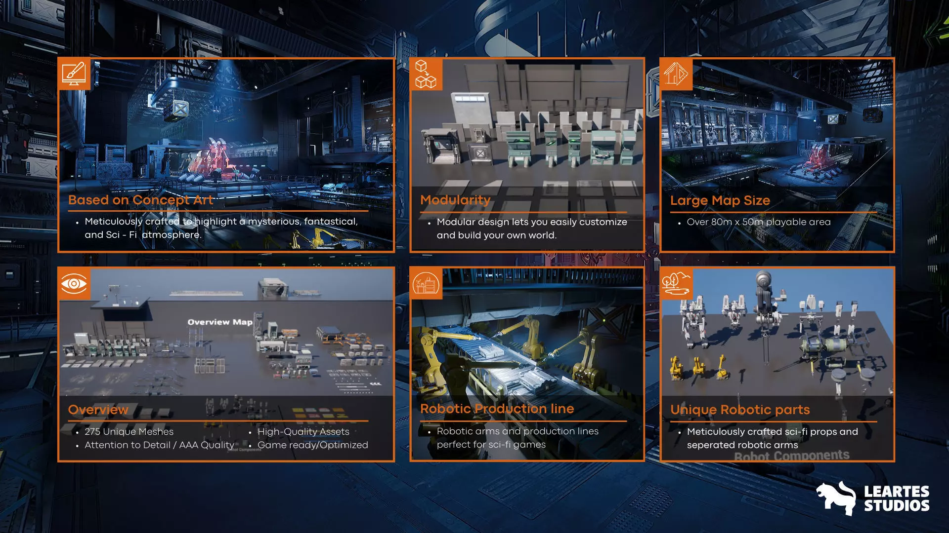 Sci-Fi Robot Factory Environment Low-poly 3D model_2