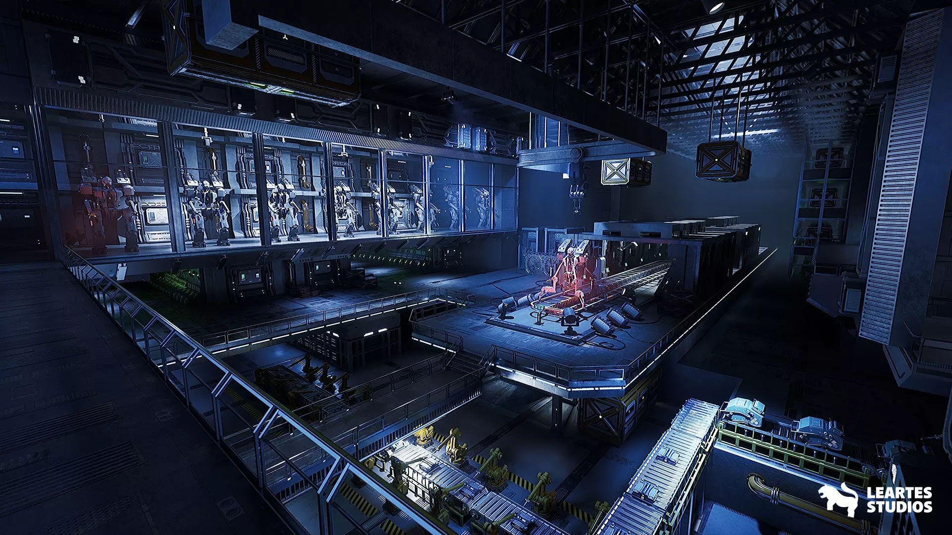 Sci-Fi Robot Factory Environment Low-poly 3D model_5