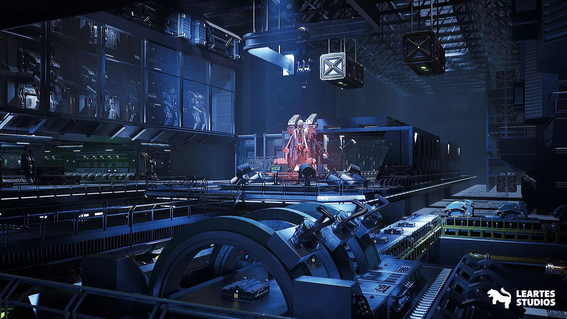 Sci-Fi Robot Factory Environment Low-poly 3D model_3