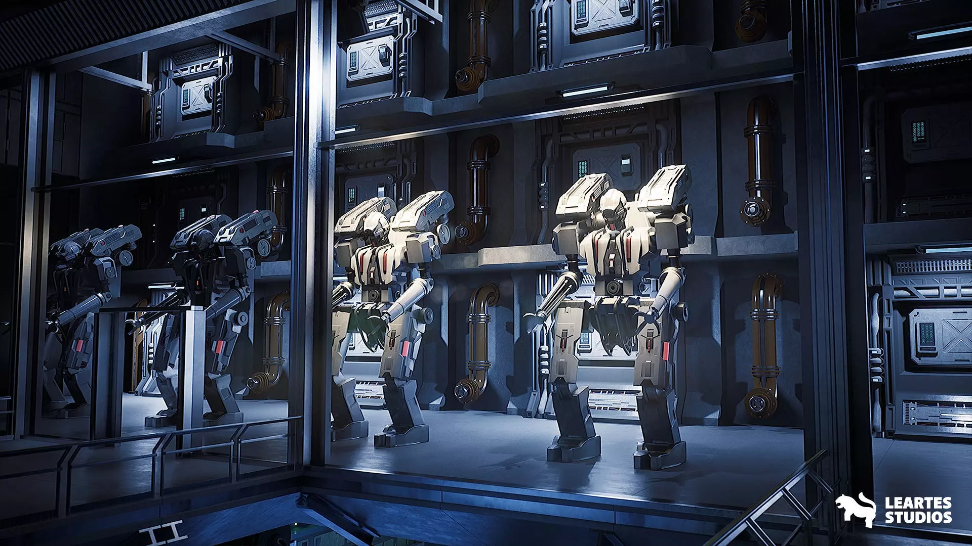 Sci-Fi Robot Factory Environment Low-poly 3D model_9