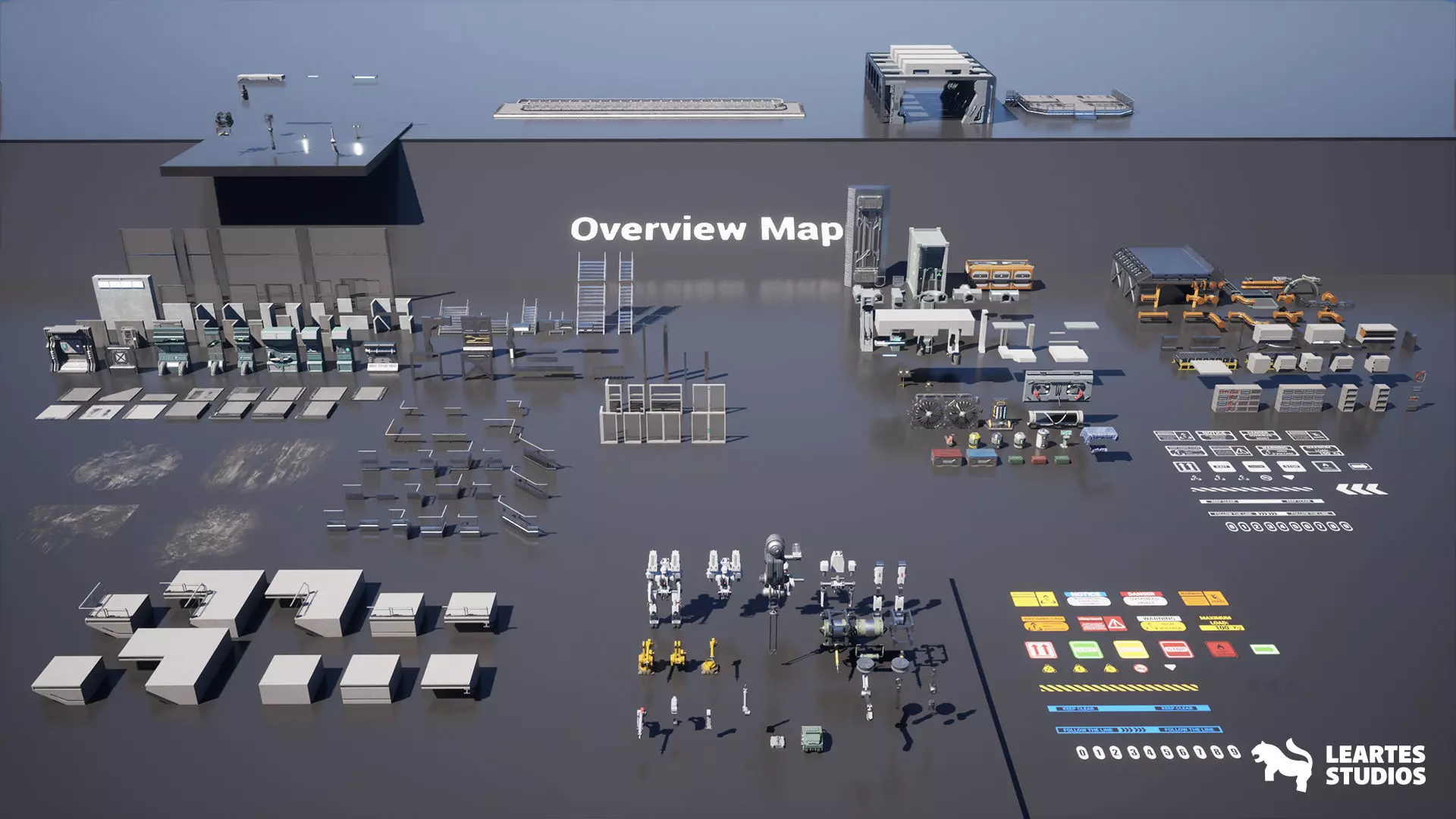 Sci-Fi Robot Factory Environment Low-poly 3D model_17