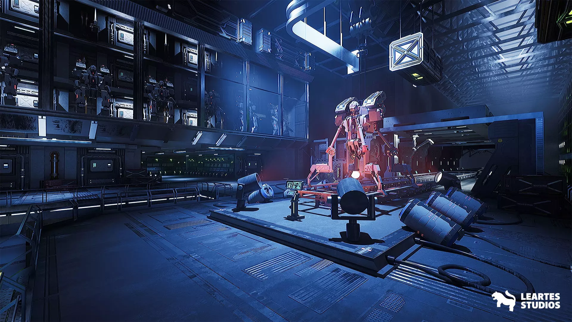 Sci-Fi Robot Factory Environment Low-poly 3D model_7