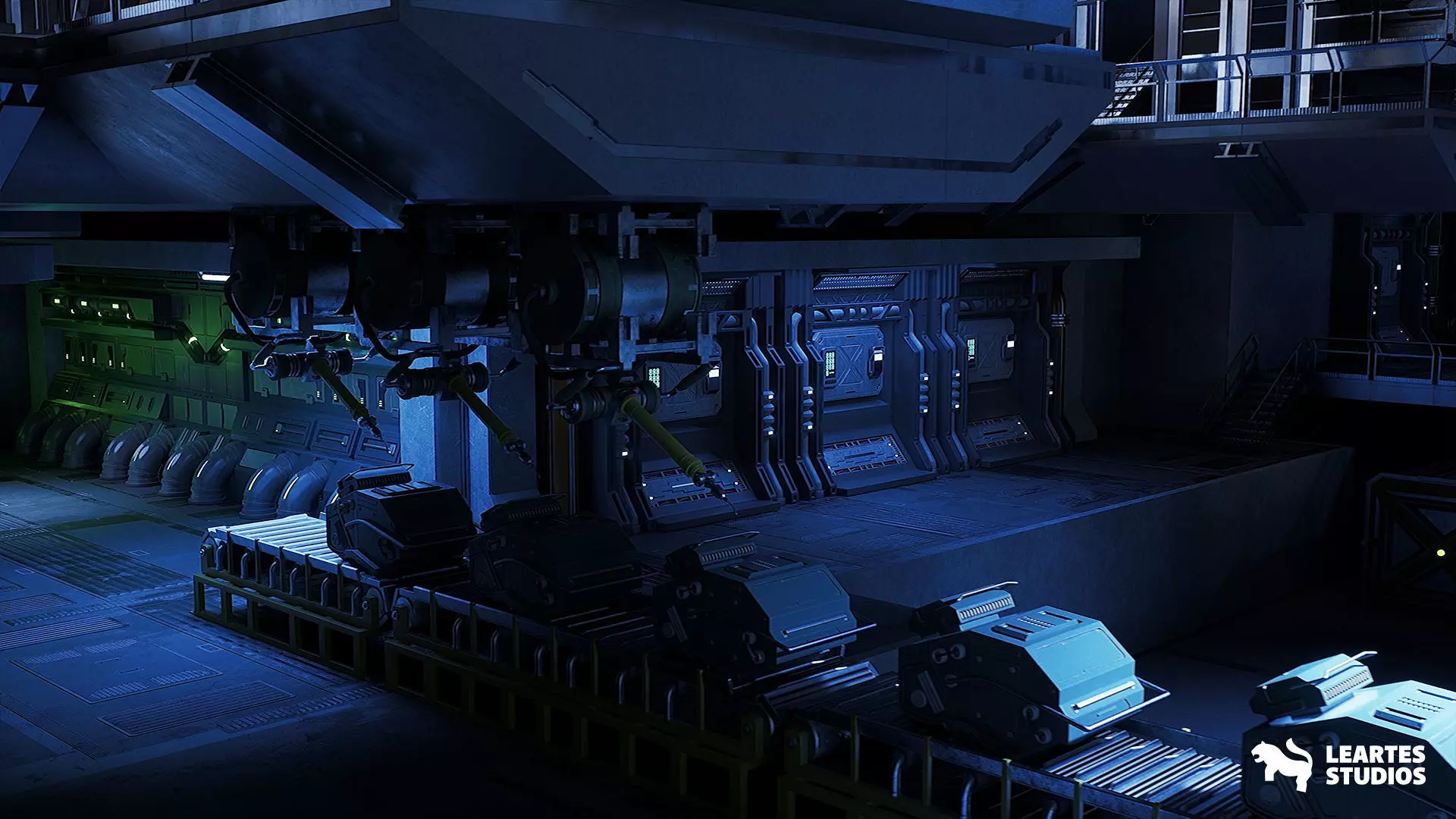 Sci-Fi Robot Factory Environment Low-poly 3D model_10