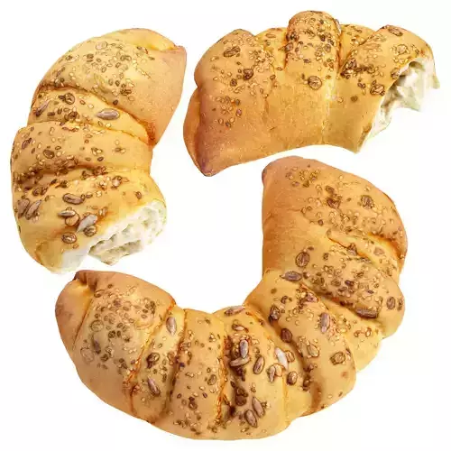 Multigrain Croissant Bread 3D Model Vol 02 Low-poly 3D model