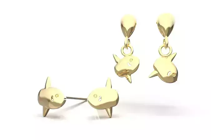 Oceanic Animal Stud and Dangling Earring Pack - Mola Mola