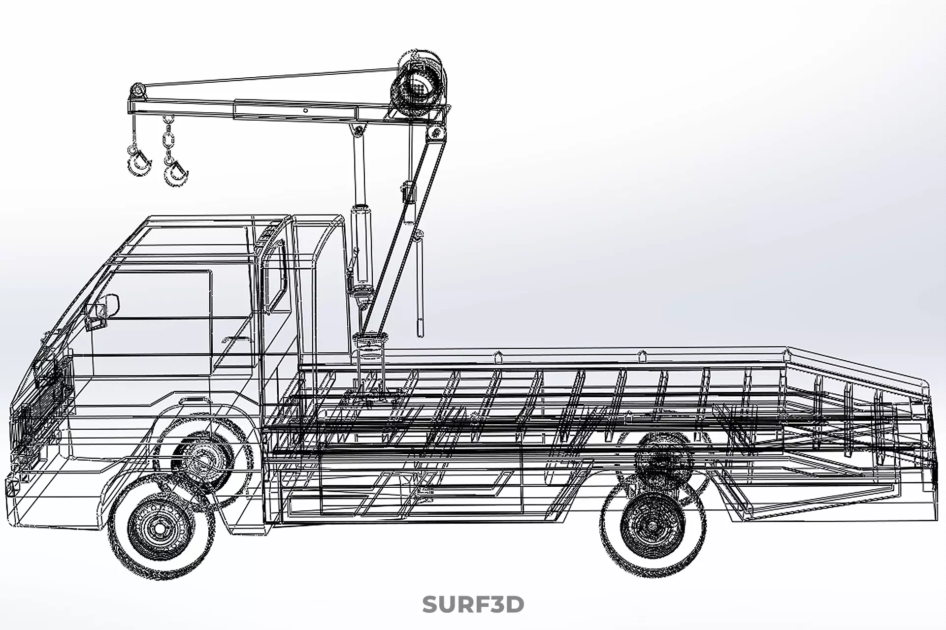 EMERGENCY LIFTING HYDRAULIC CRANE RECOVERY TOWING TOW FIRE TRUCK 3D model_44
