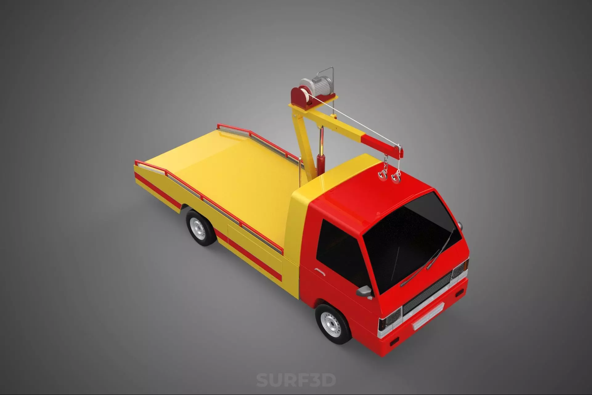EMERGENCY LIFTING HYDRAULIC CRANE RECOVERY TOWING TOW FIRE TRUCK 3D model_4