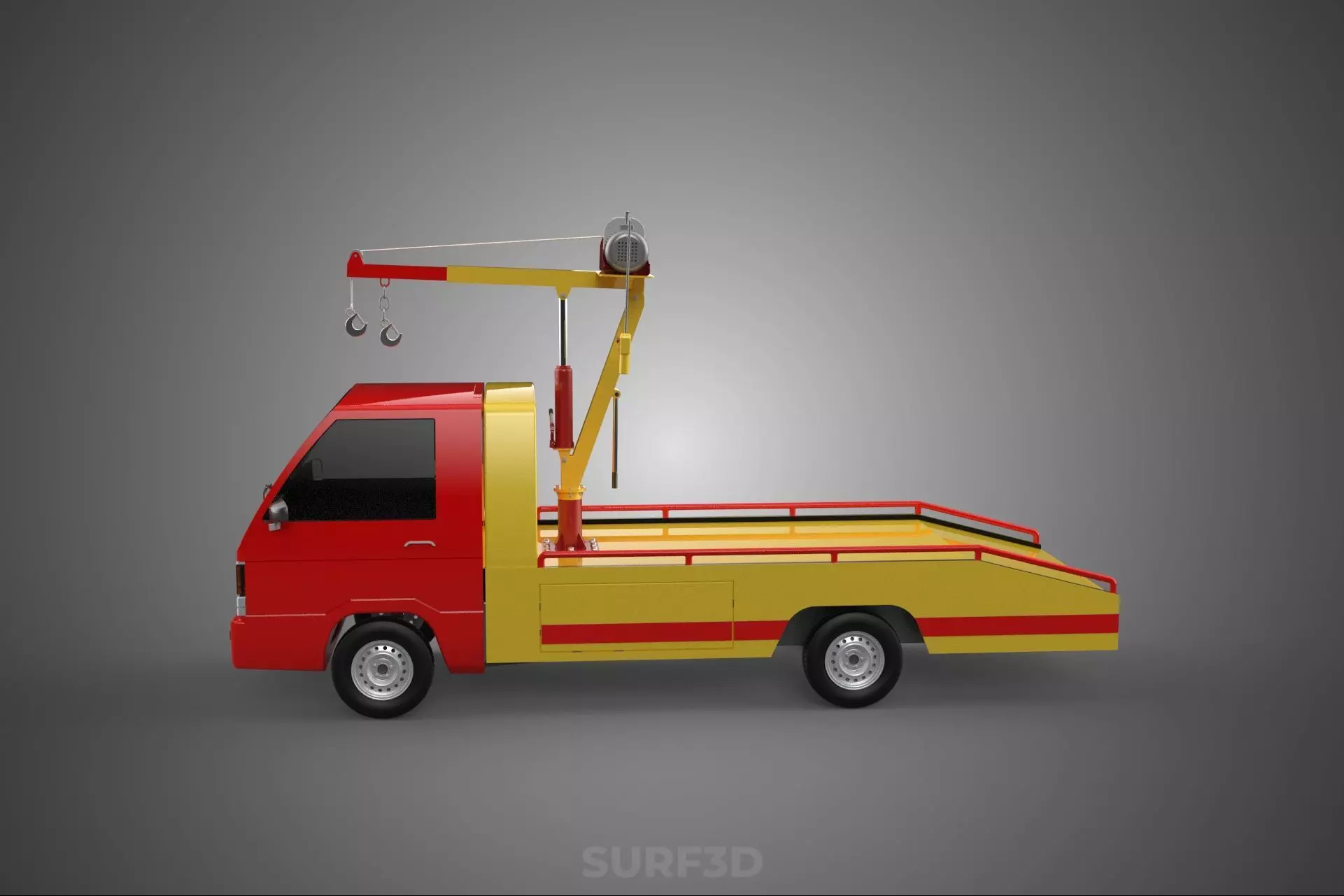 EMERGENCY LIFTING HYDRAULIC CRANE RECOVERY TOWING TOW FIRE TRUCK 3D model_0