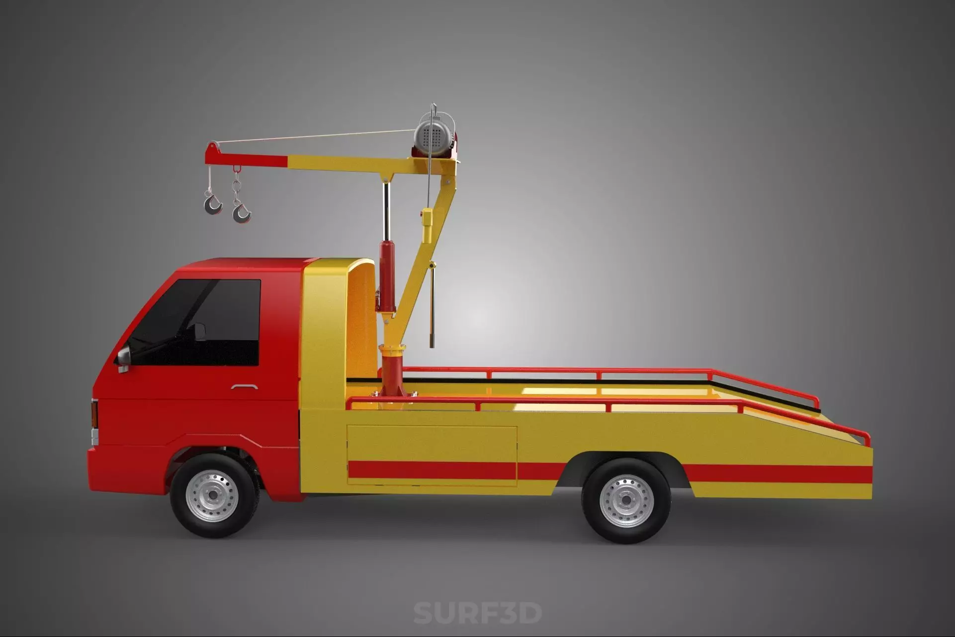 EMERGENCY LIFTING HYDRAULIC CRANE RECOVERY TOWING TOW FIRE TRUCK 3D model_15