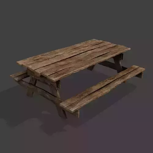 Realistic low poly 3d model preview of old desk