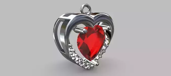 Heart Pendant 7 70mm 3D print model