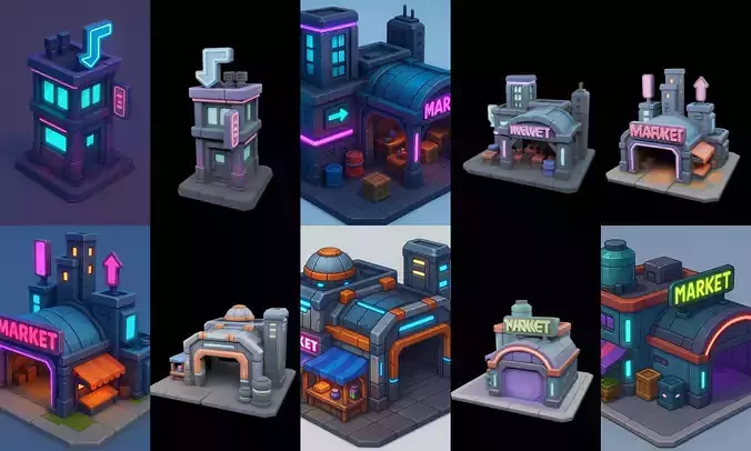 Super Market House Shop bundle 8 pack 100 glb