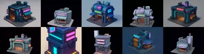 Super Market House Shop bundle 3 pack 100 glb