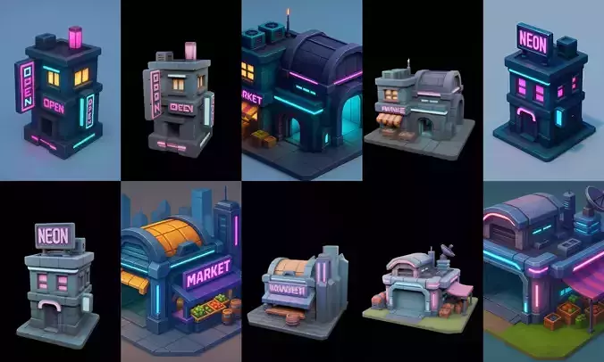 Super Market House Shop bundle 10 pack 100 glb