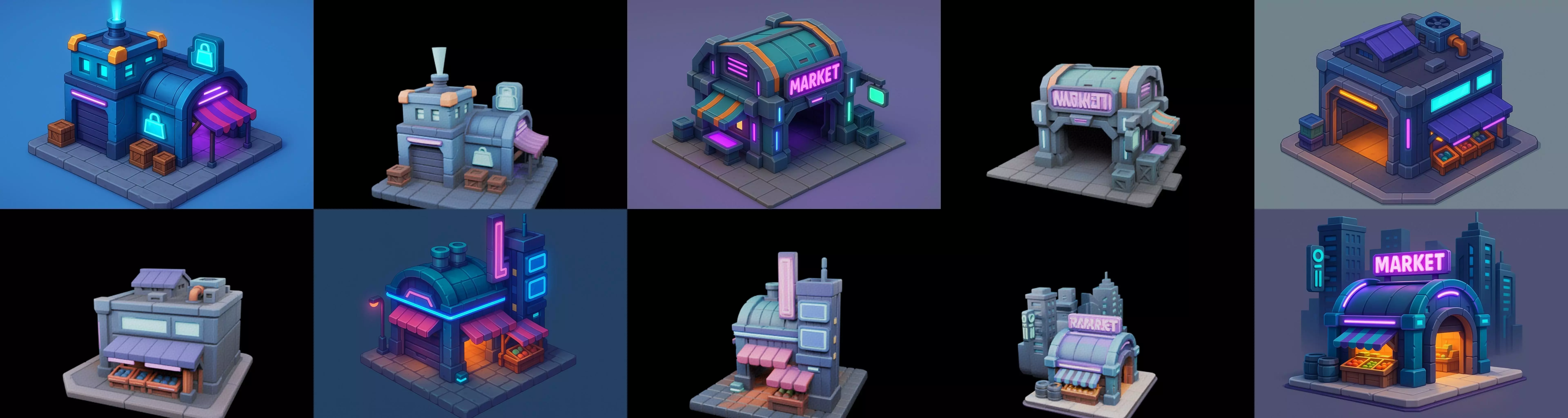 Super Market House Shop bundle 1 pack 100 glb 3D model_10