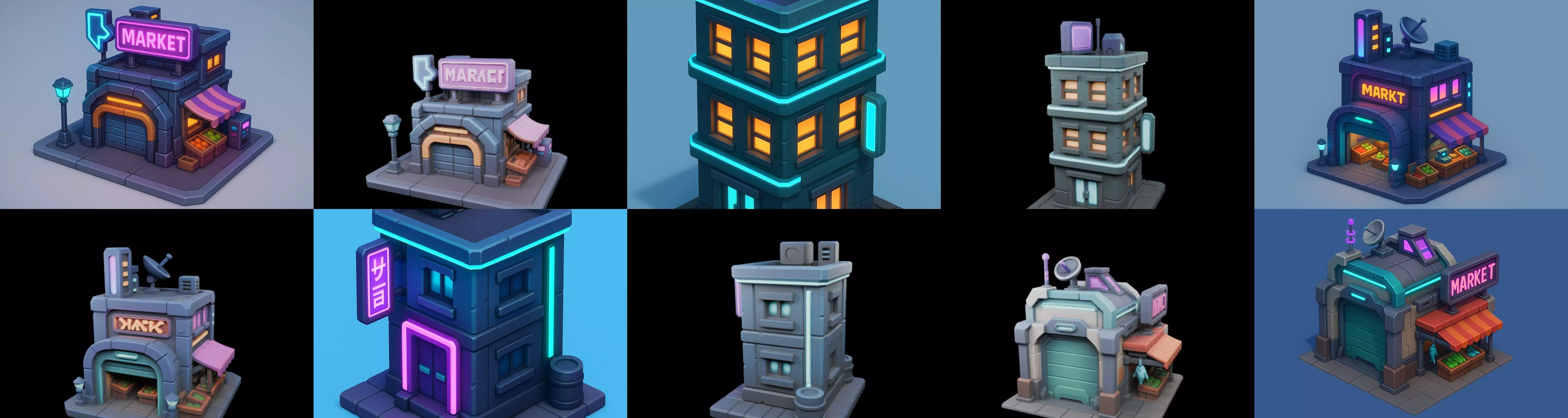 Super Market House Shop bundle 1 pack 100 glb 3D model_17