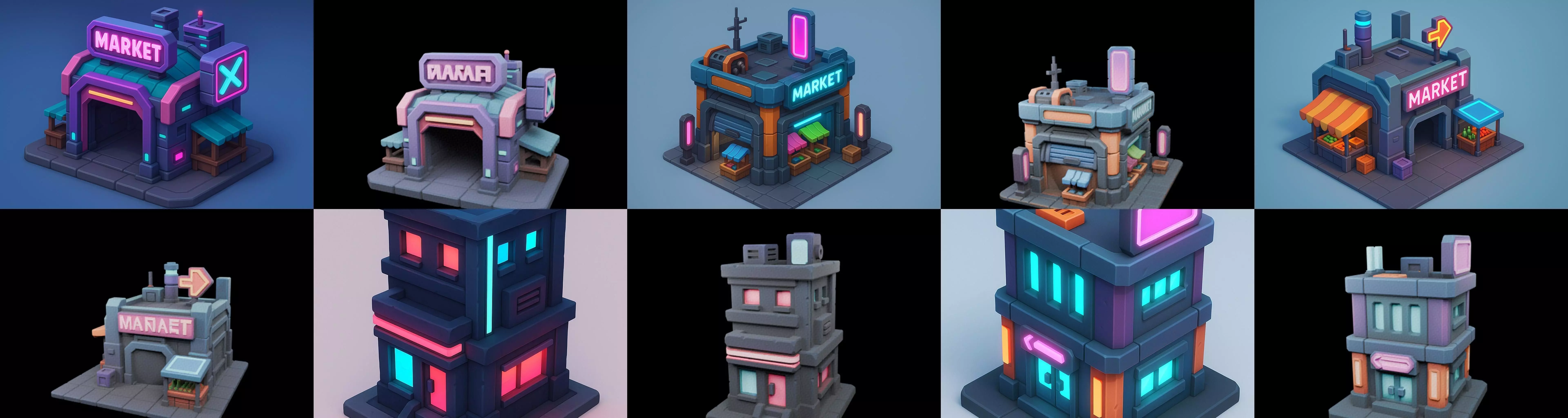 Super Market House Shop bundle 1 pack 100 glb 3D model_4