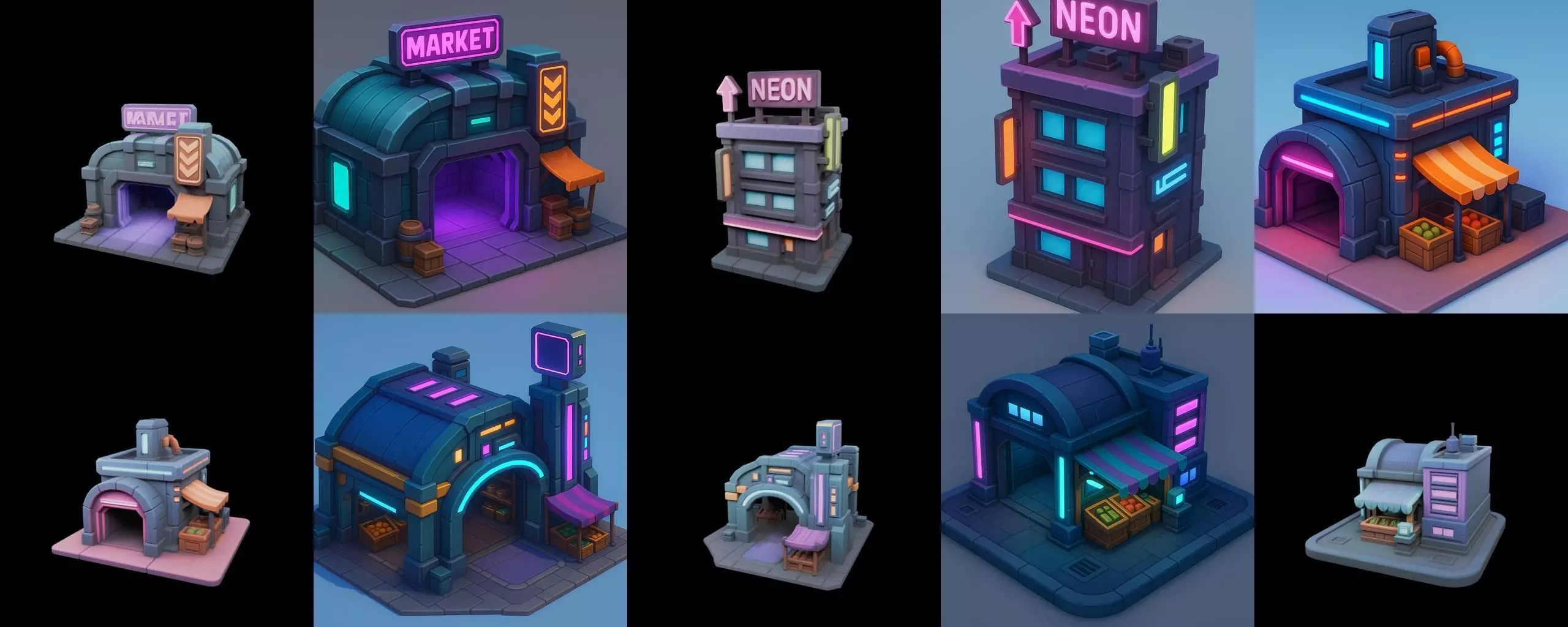 Super Market House Shop bundle 1 pack 100 glb 3D model_3