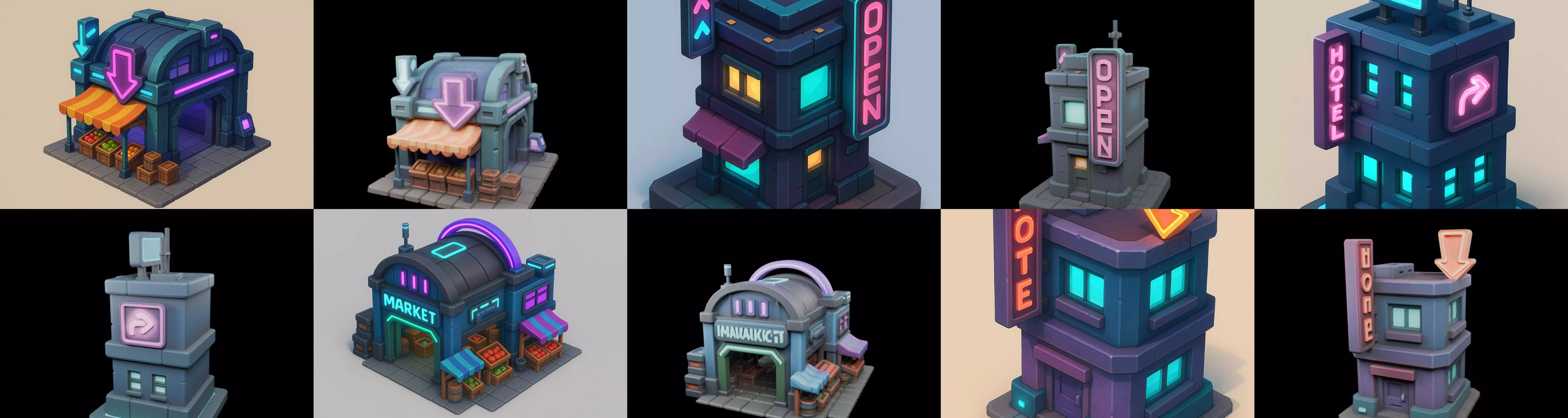 Super Market House Shop bundle 1 pack 100 glb 3D model_13