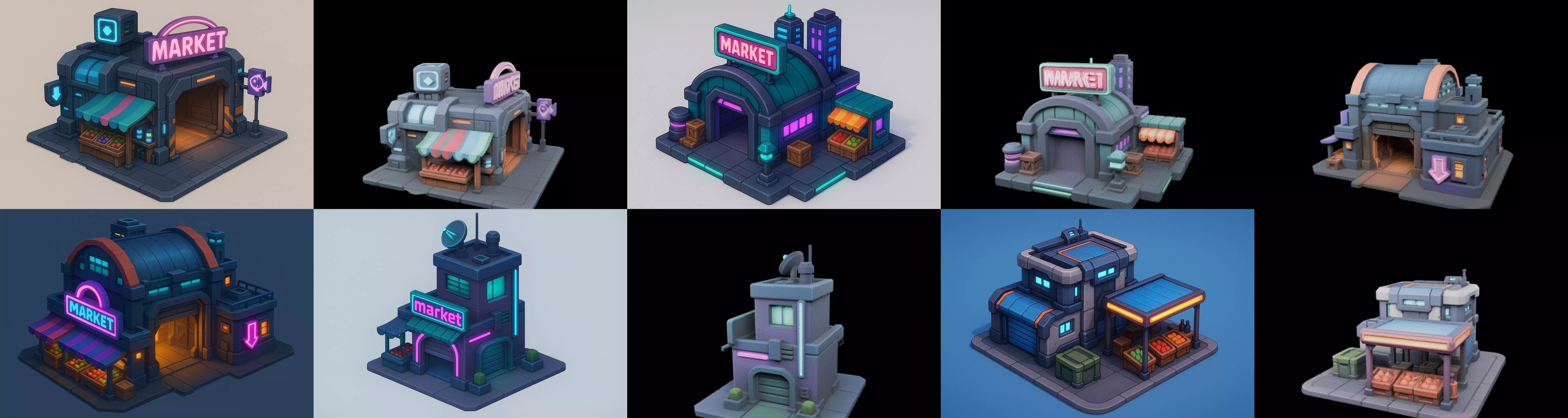 Super Market House Shop bundle 1 pack 100 glb 3D model_15