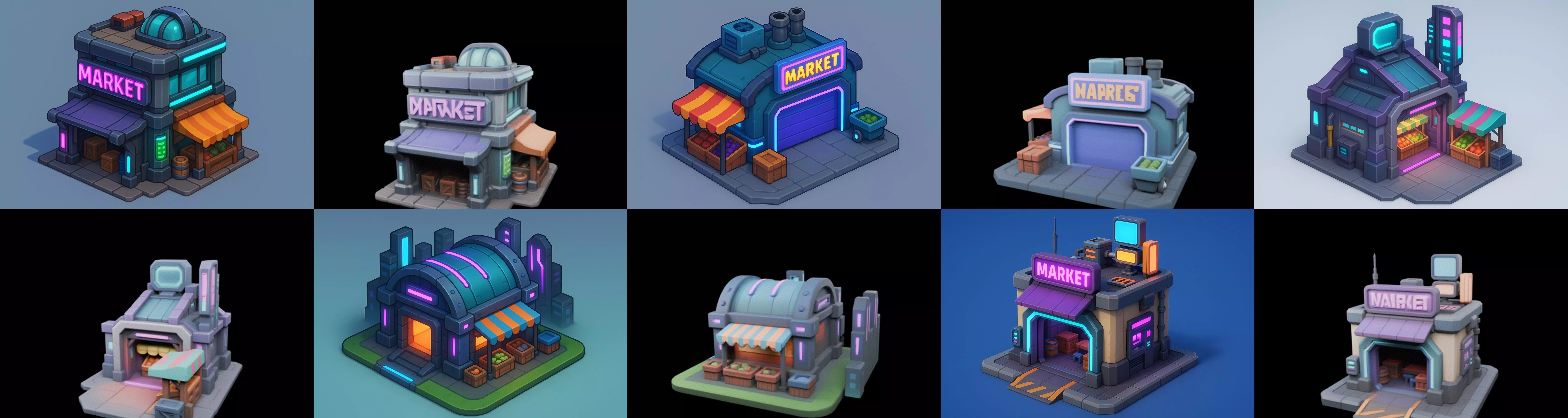 Super Market House Shop bundle 1 pack 100 glb 3D model_18