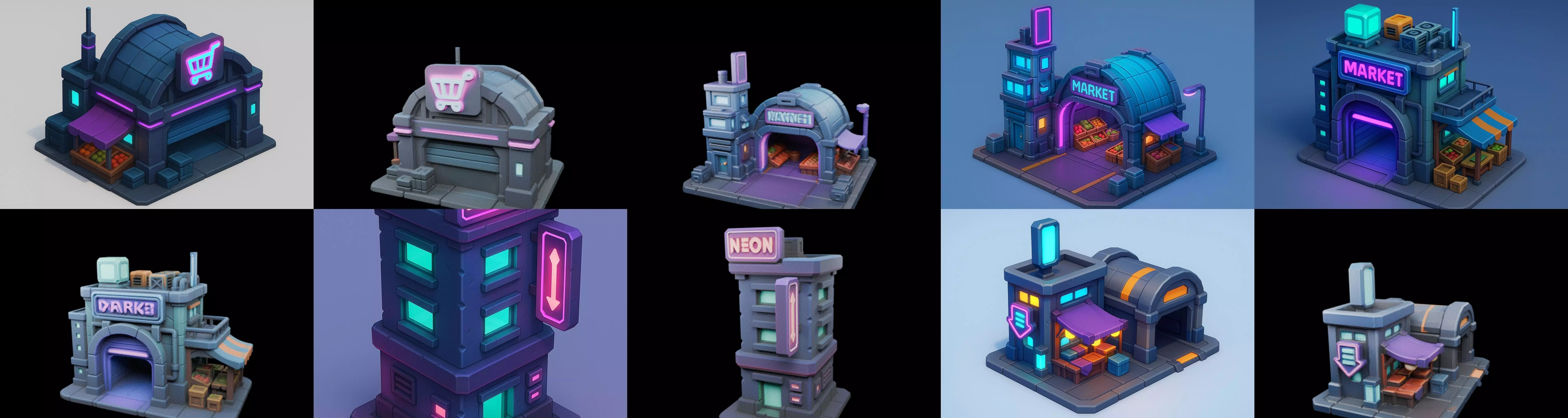 Super Market House Shop bundle 1 pack 100 glb 3D model_12