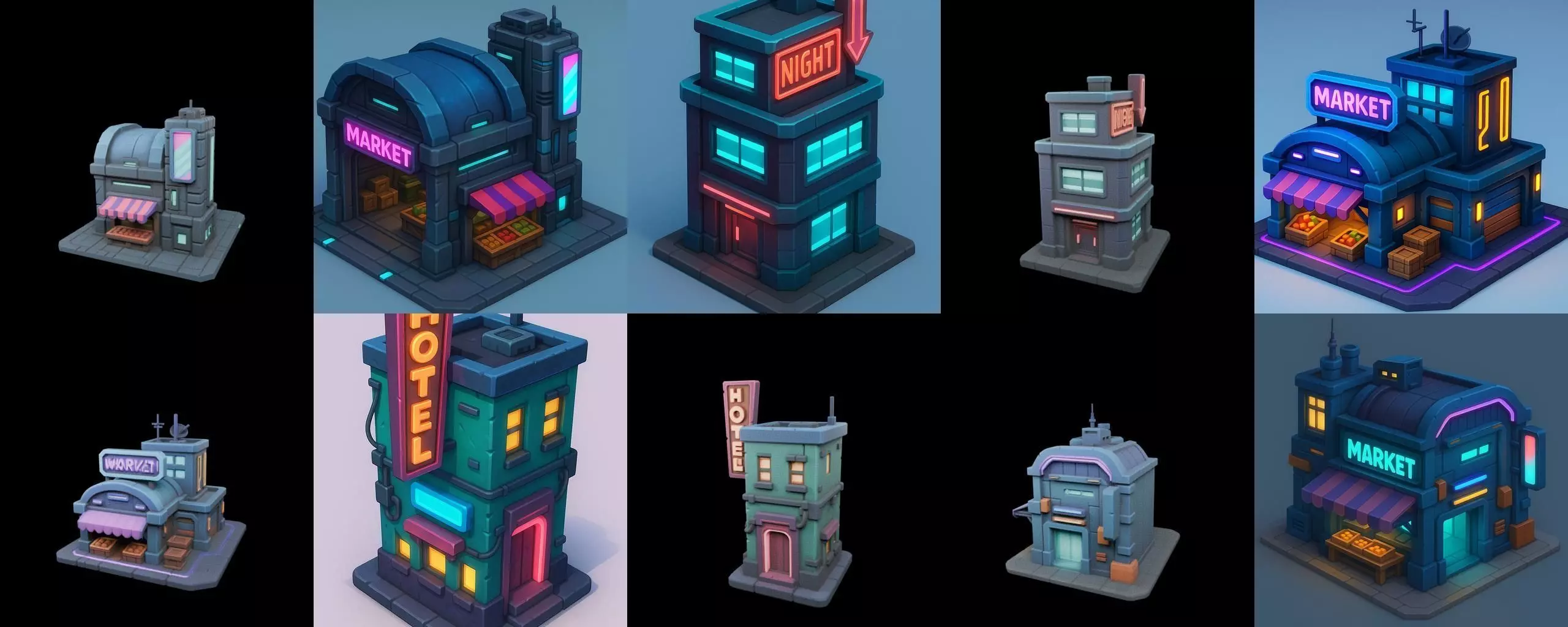 Super Market House Shop bundle 1 pack 100 glb 3D model_11