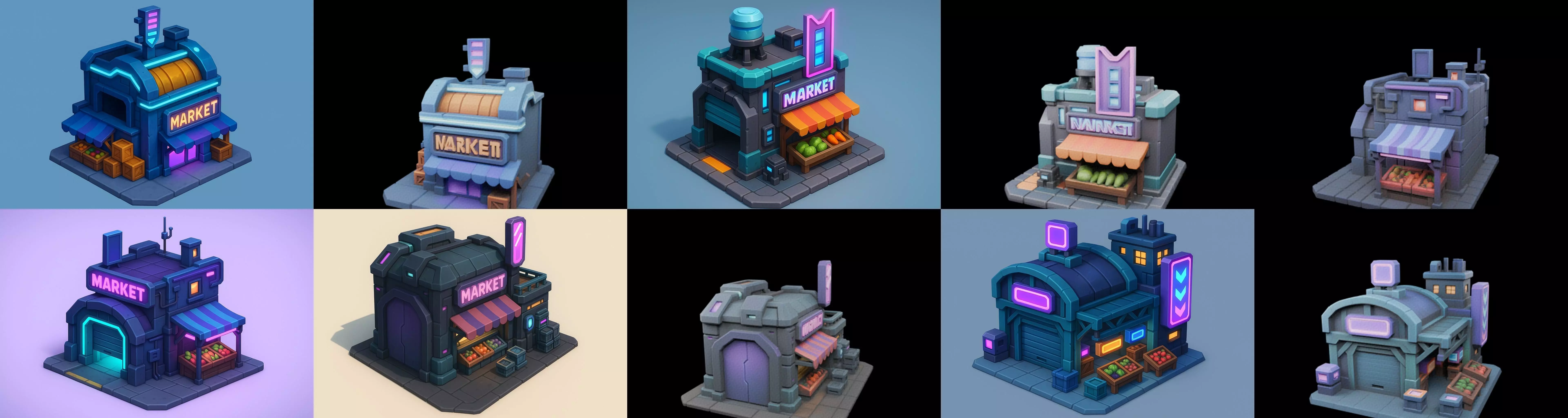 Super Market House Shop bundle 1 pack 100 glb 3D model_16