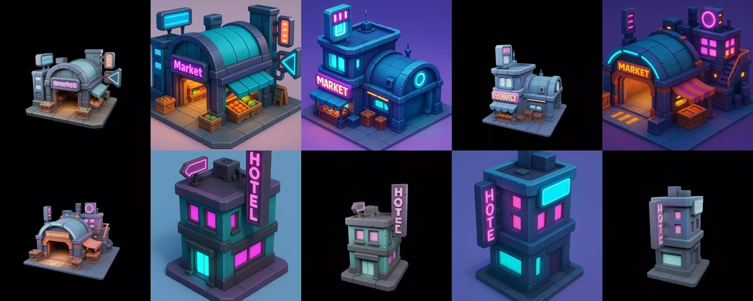 Super Market House Shop bundle 1 pack 100 glb 3D model_2