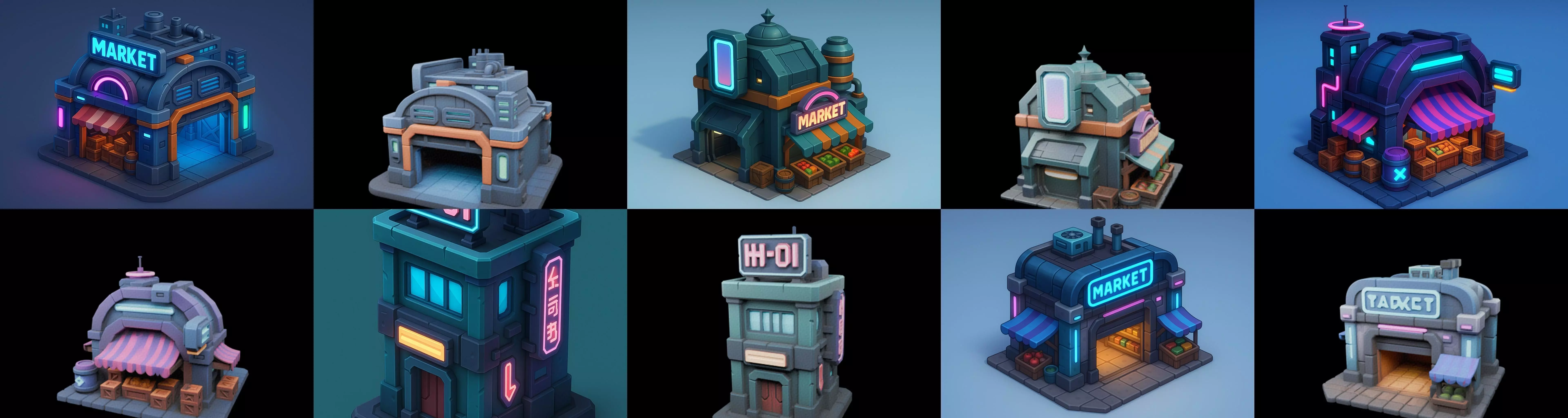 Super Market House Shop bundle 1 pack 100 glb 3D model_19