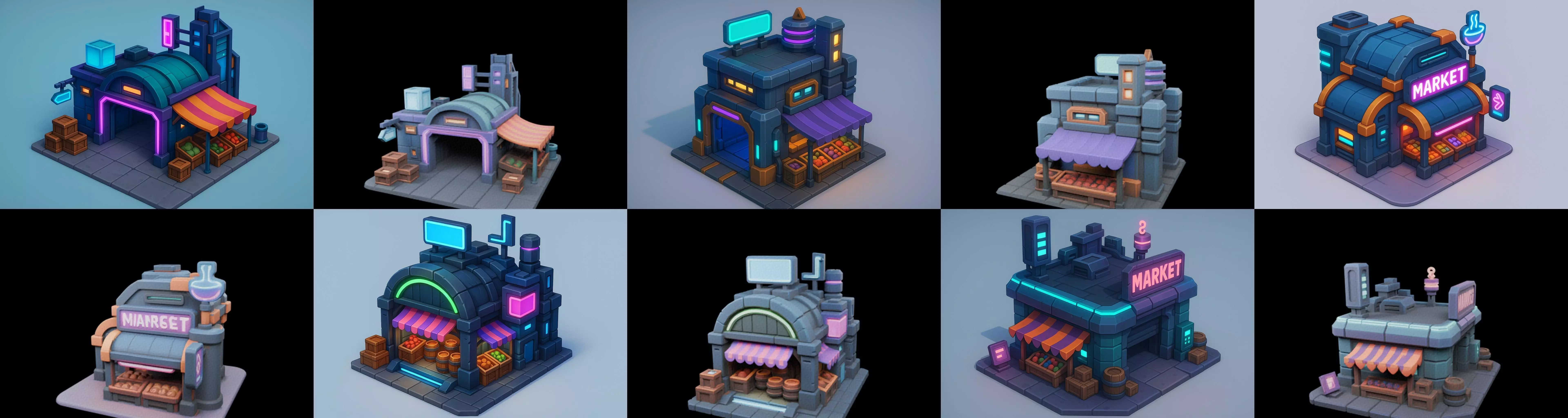 Super Market House Shop bundle 1 pack 100 glb 3D model_7