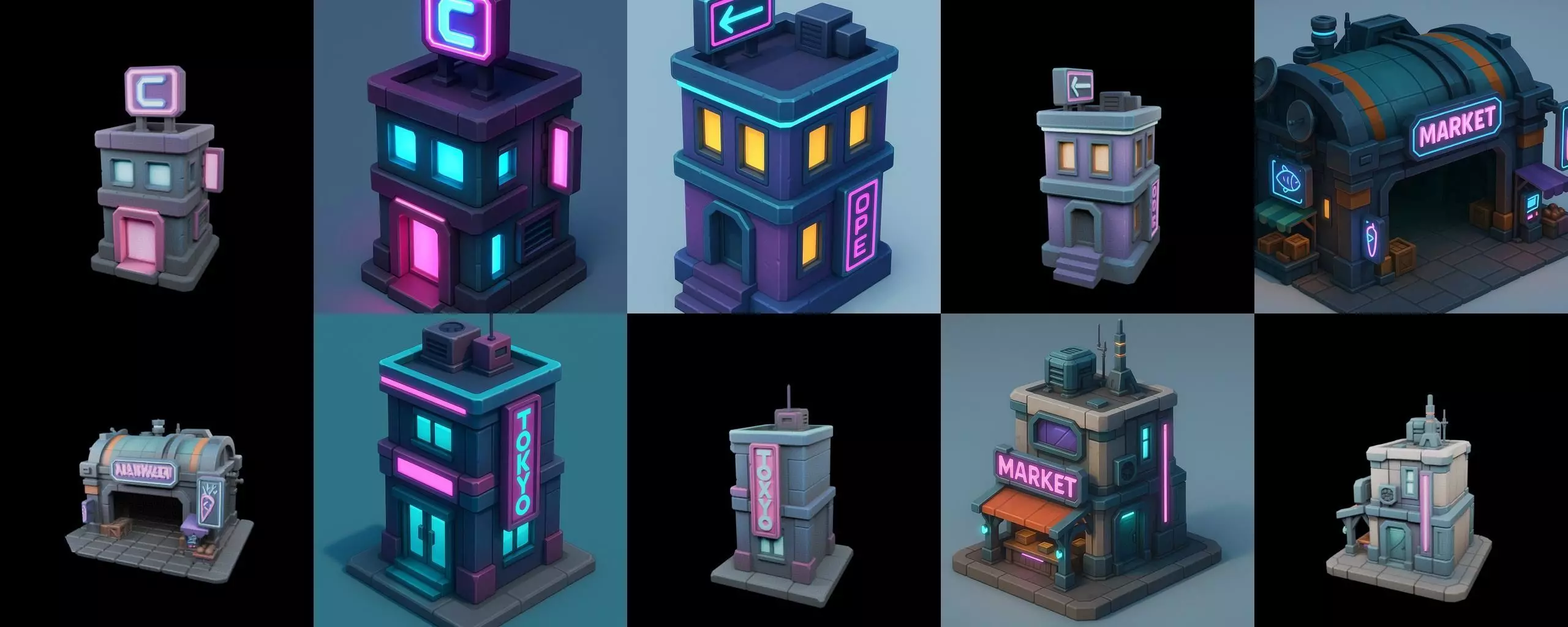 Super Market House Shop bundle 1 pack 100 glb 3D model_14